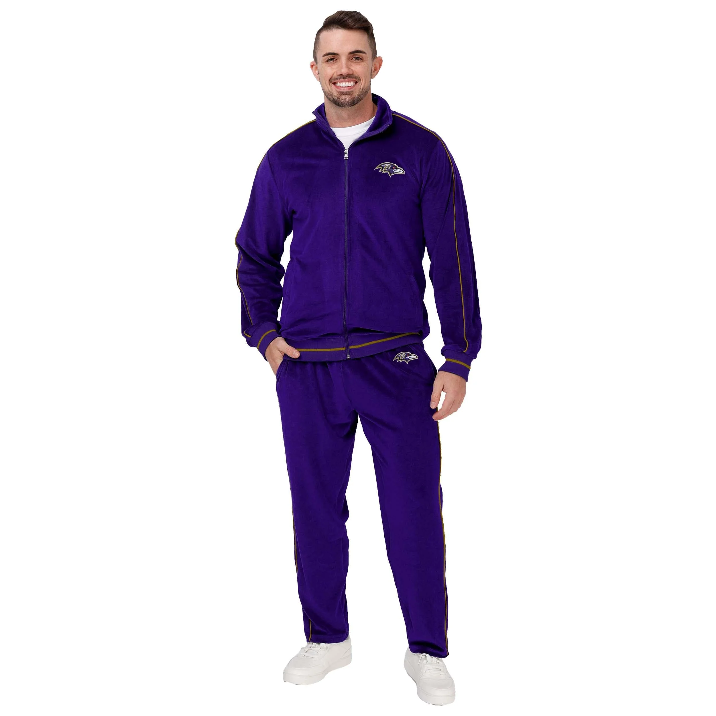 Baltimore Ravens NFL Mens Velour Zip Up Top - Image 5