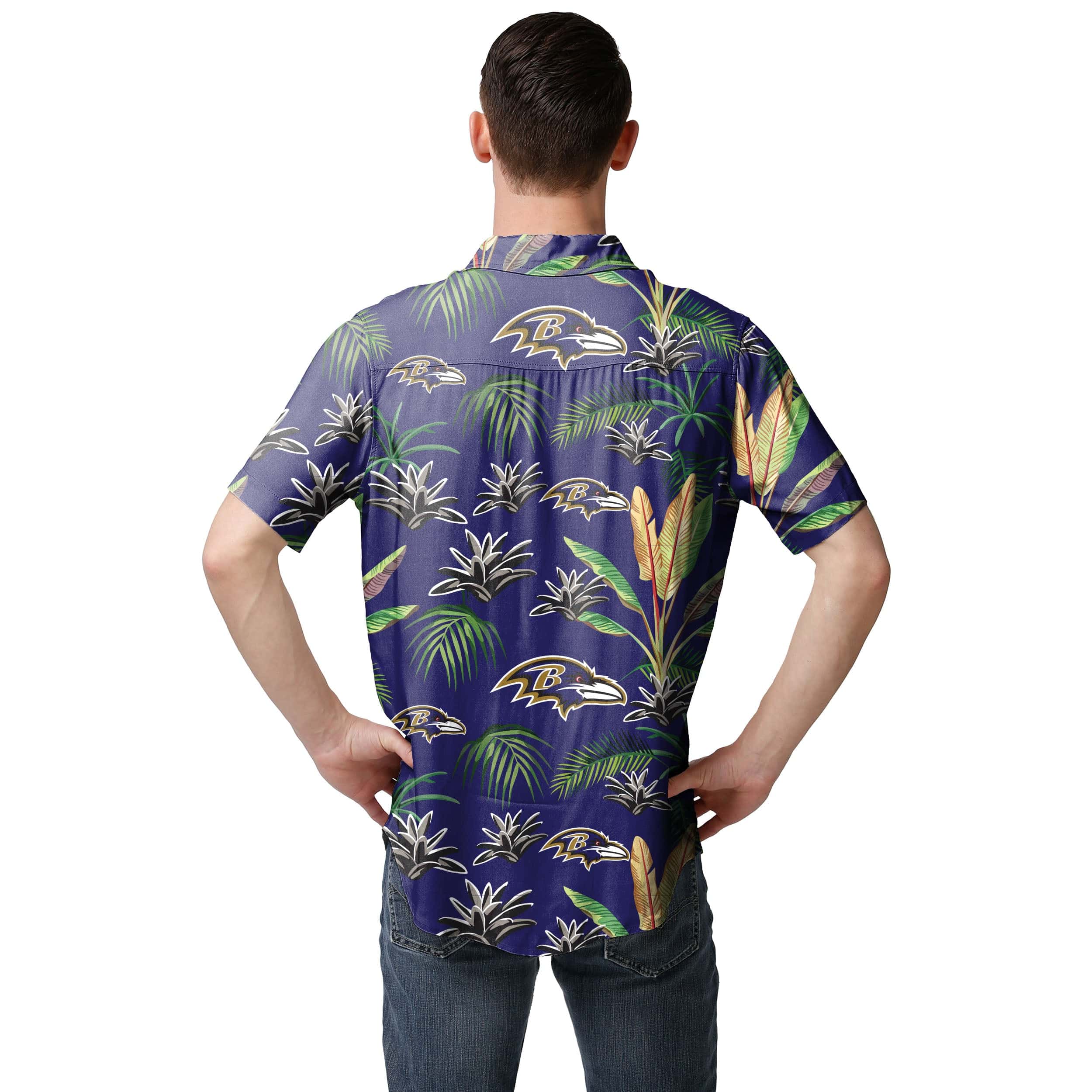 Baltimore Ravens NFL Mens Victory Vacay Button Up Shirt - Image 3