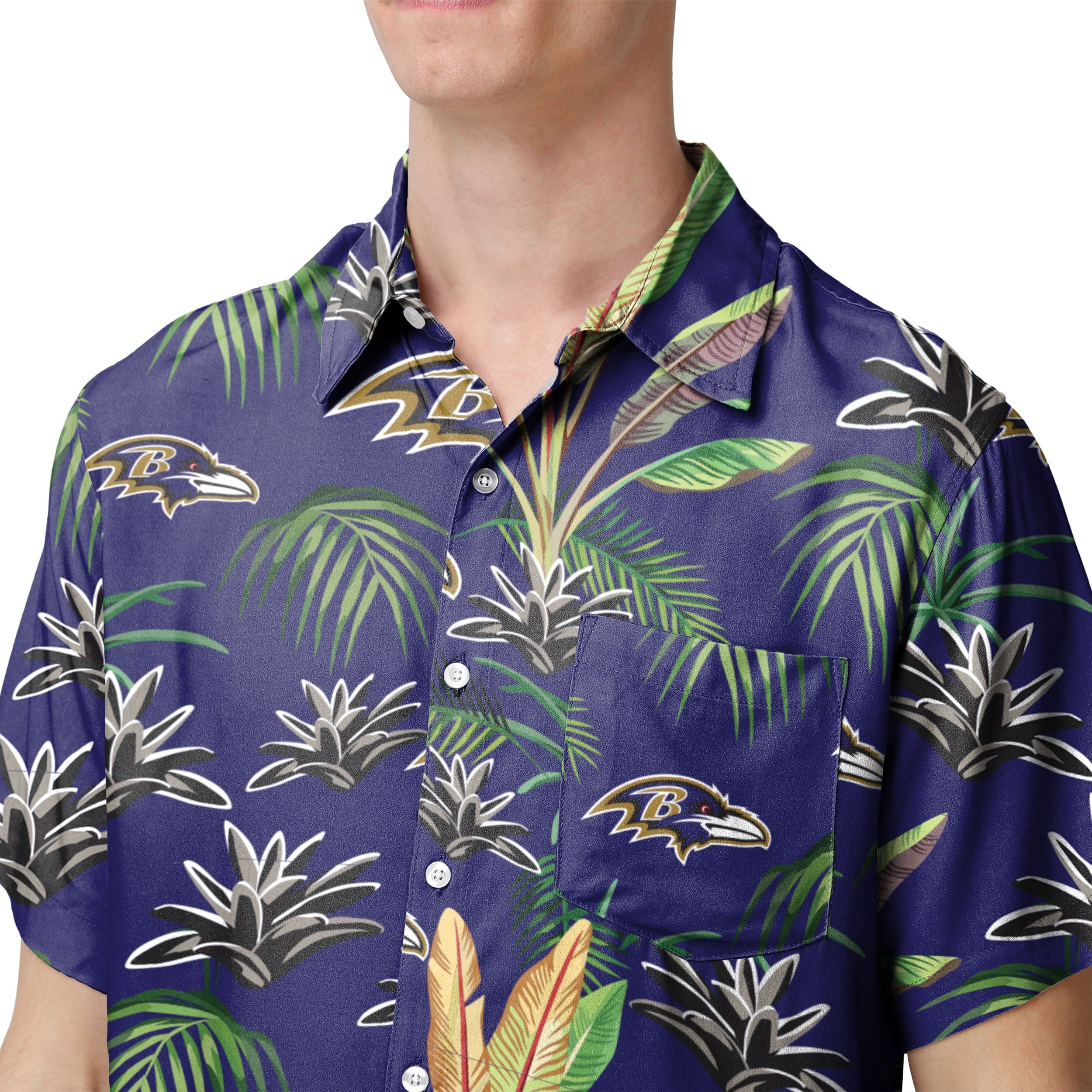 Baltimore Ravens NFL Mens Victory Vacay Button Up Shirt - Image 4