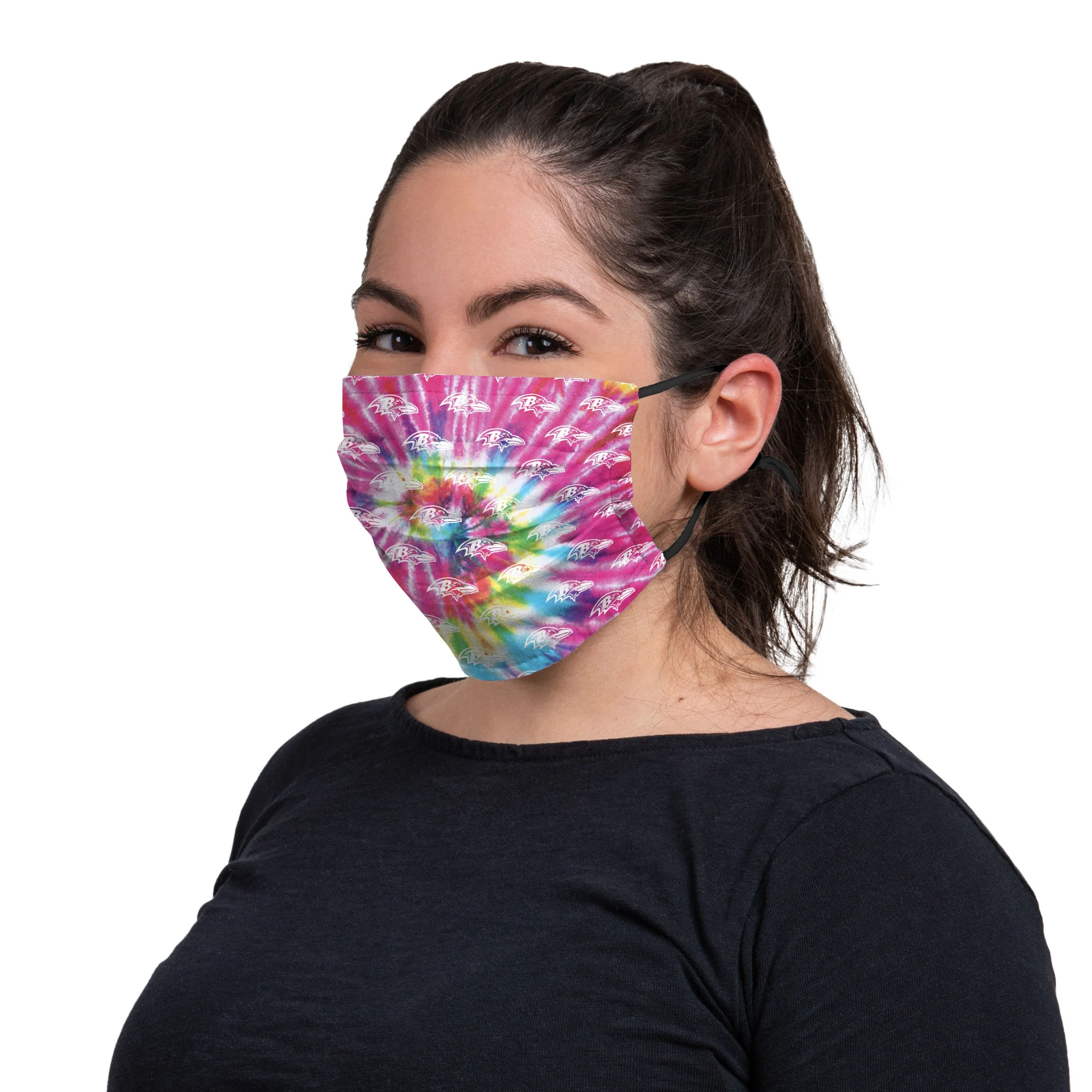 Baltimore Ravens NFL Pastel Tie-Dye Adjustable Face Cover - Image 3