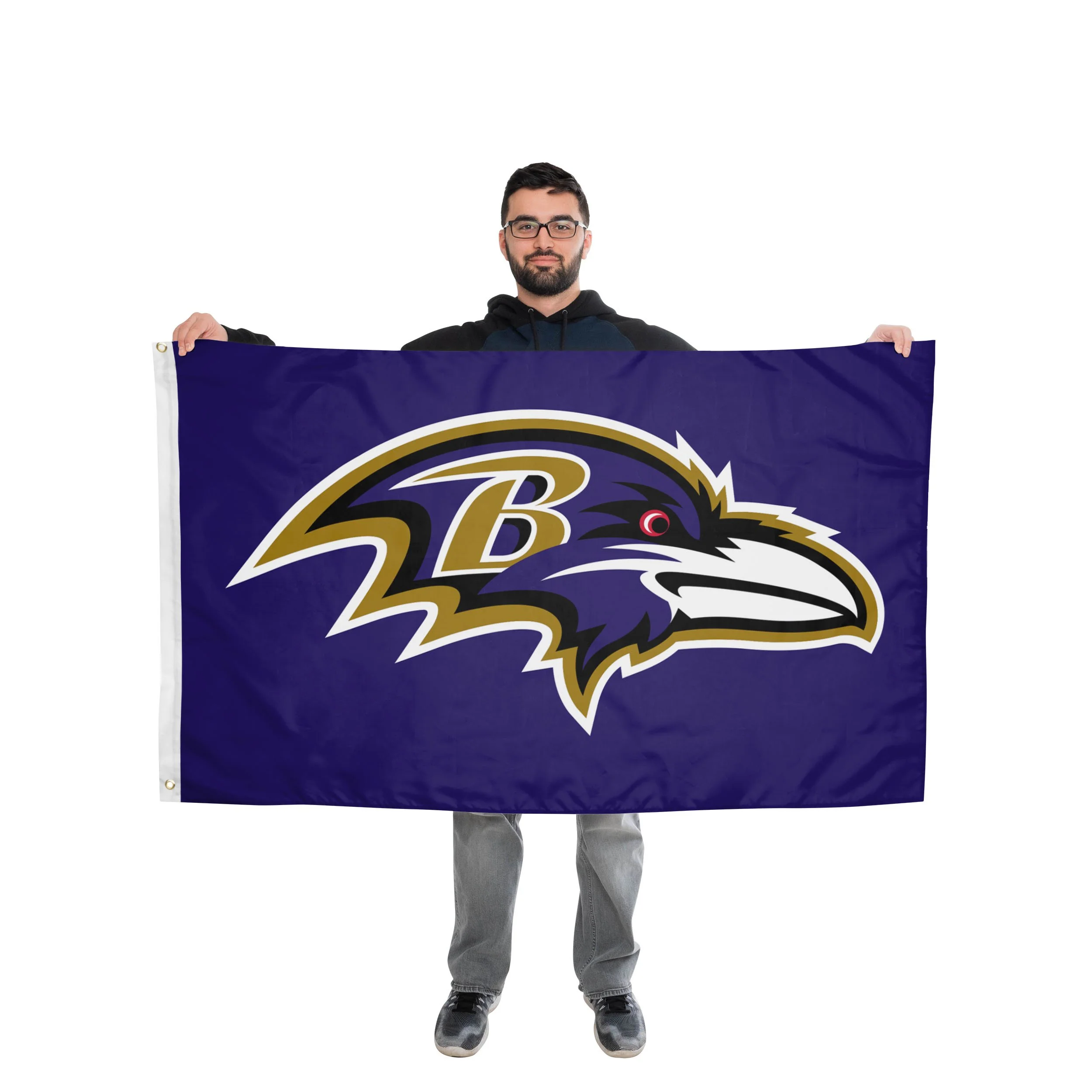 Baltimore Ravens NFL Solid Horizontal Flag - Image 2
