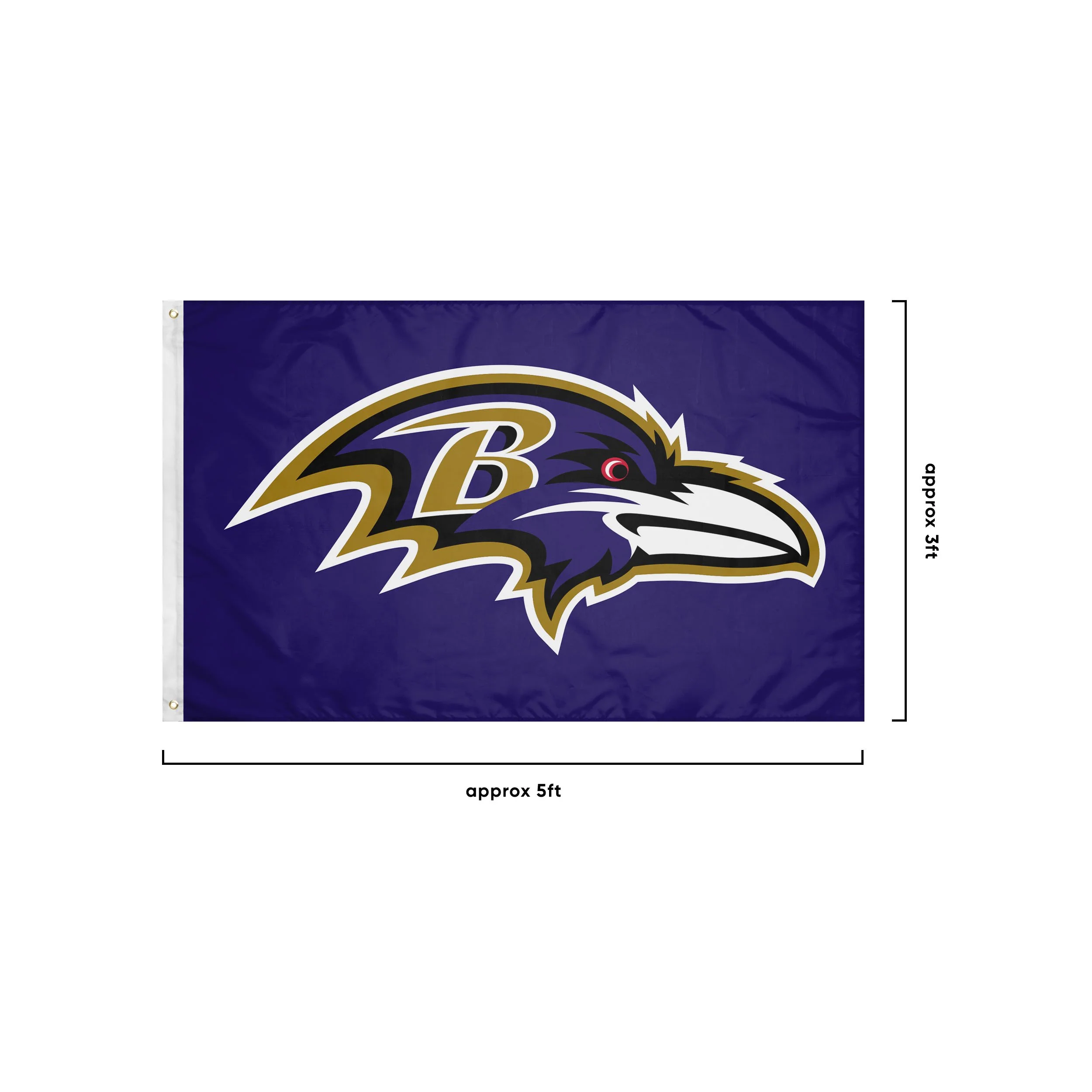 Baltimore Ravens NFL Solid Horizontal Flag - Image 3