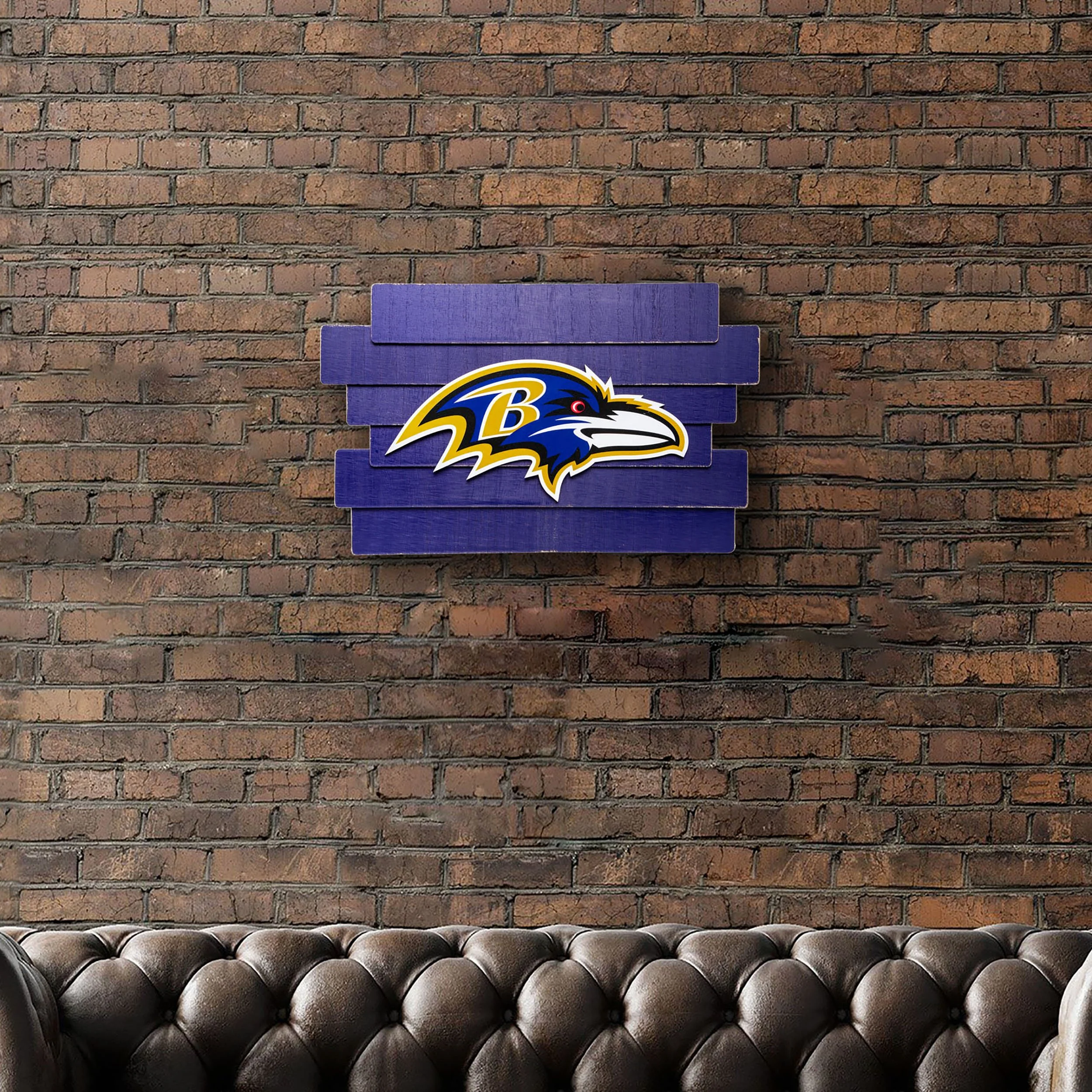 Baltimore Ravens NFL Staggered Wood Logo Sign - Image 4