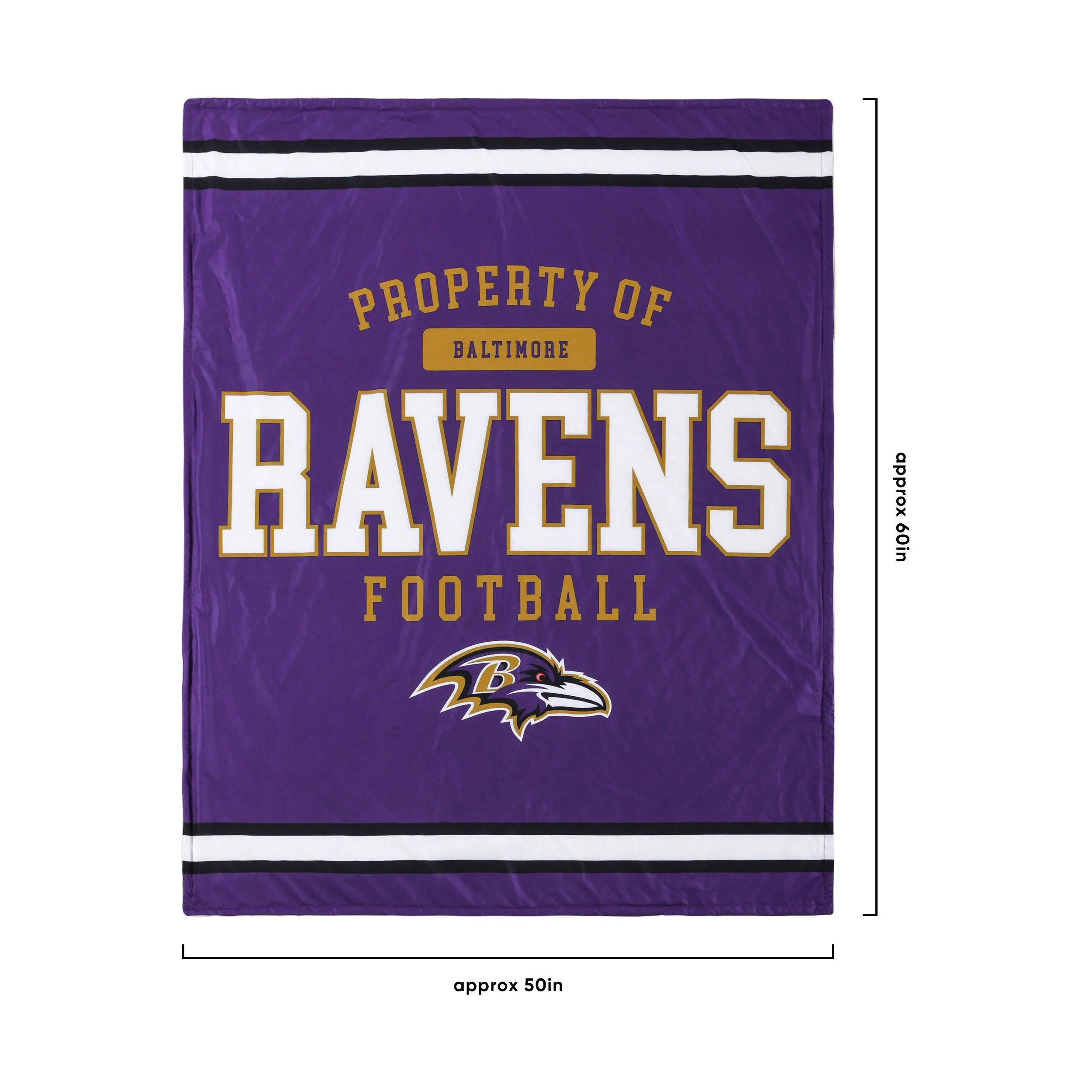 Baltimore Ravens NFL Team Property Sherpa Plush Throw Blanket - Image 3