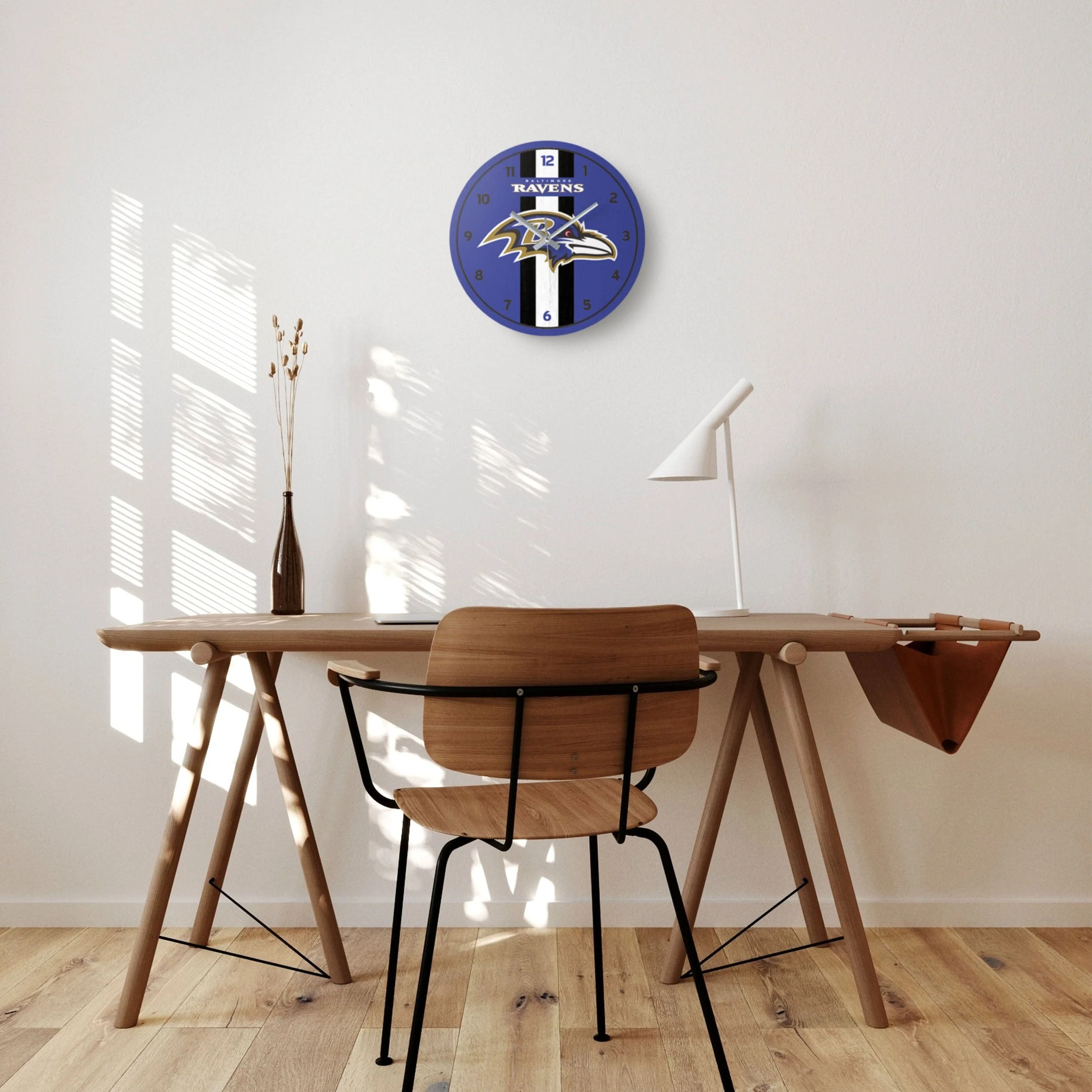 Baltimore Ravens NFL Team Stripe Clock - Image 4