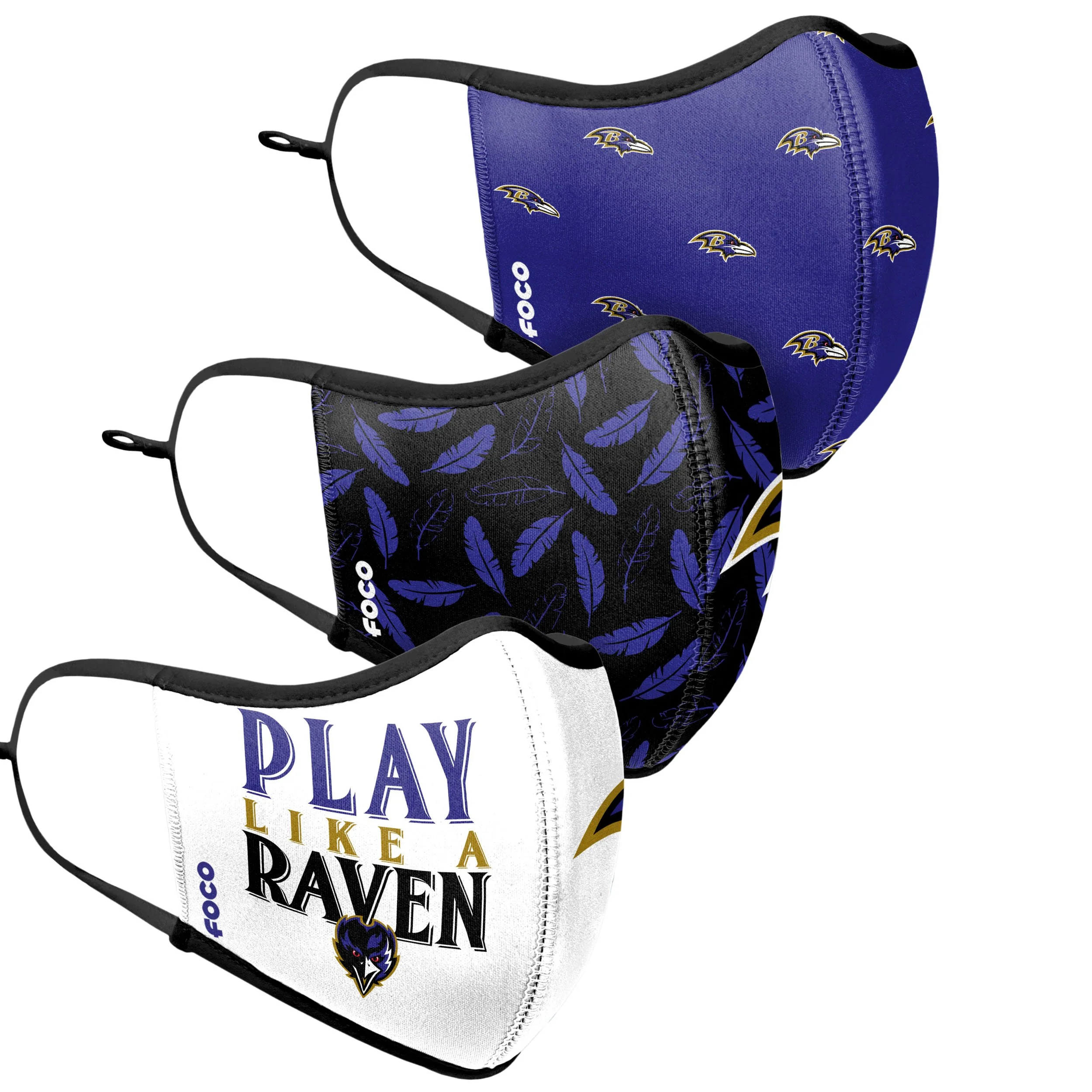 Baltimore Ravens NFL Thematic Sport 3 Pack Face Cover - Image 3