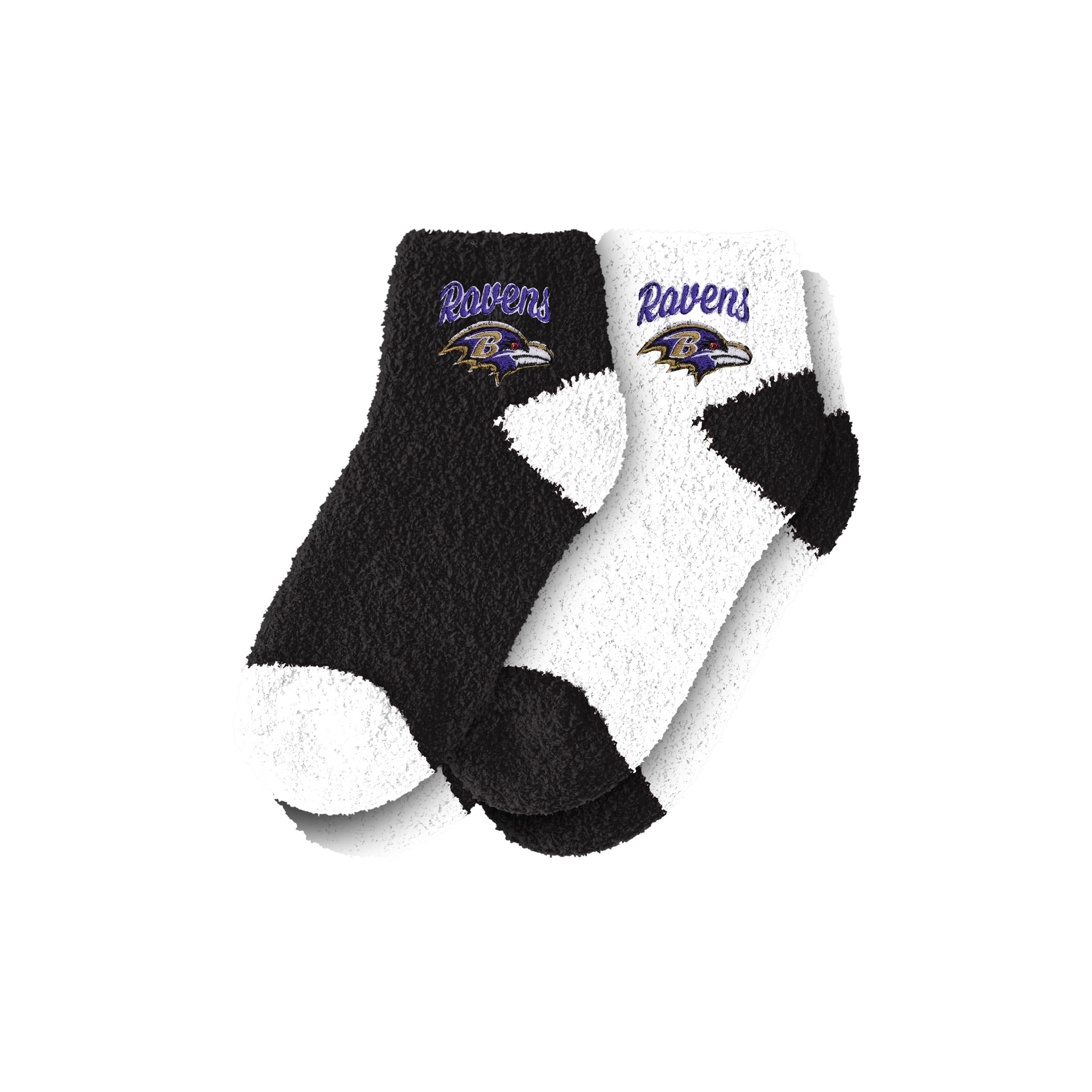 Baltimore Ravens NFL Womens 2 Pack Script Logo Fuzzy Ankle Socks - Image 2