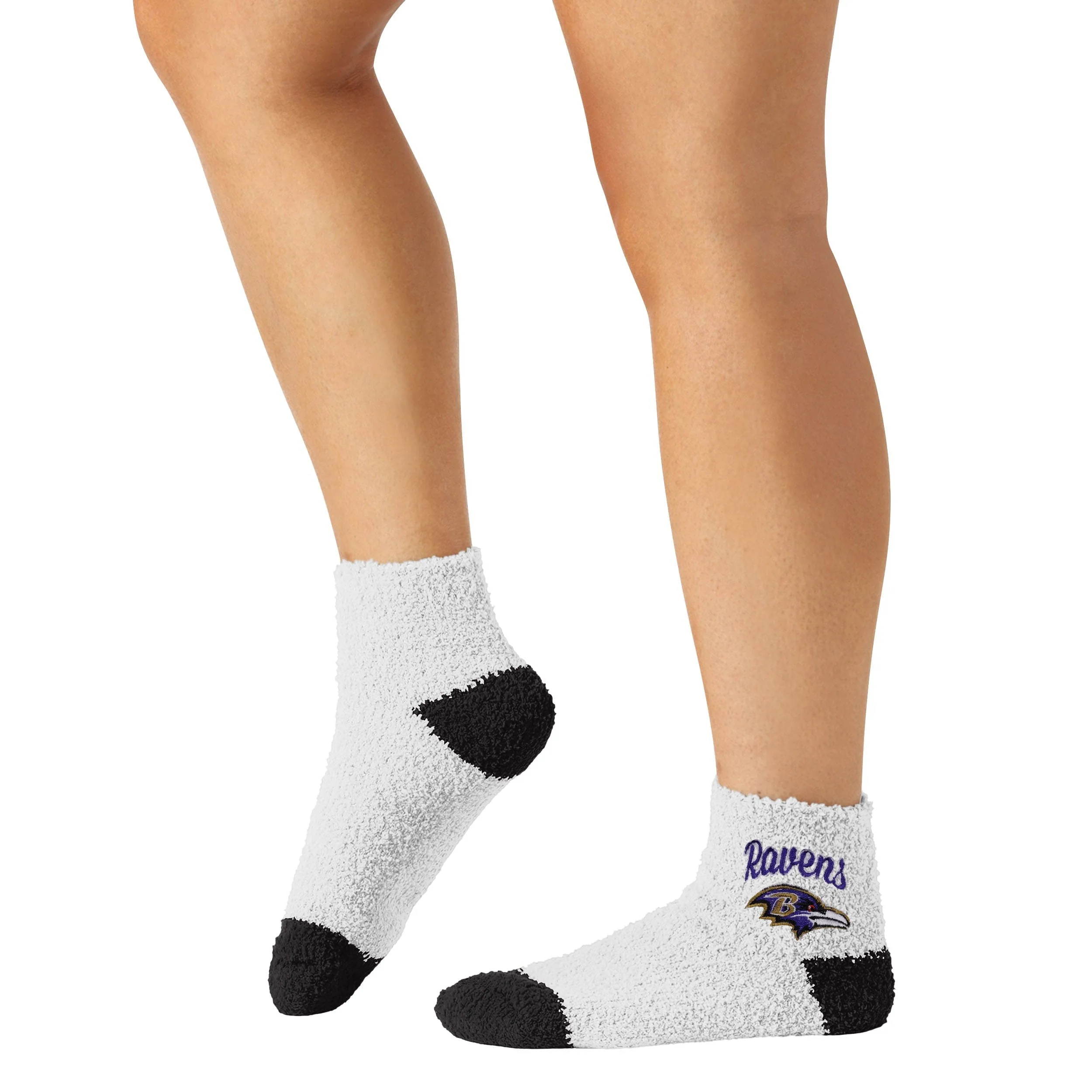 Baltimore Ravens NFL Womens 2 Pack Script Logo Fuzzy Ankle Socks - Image 4