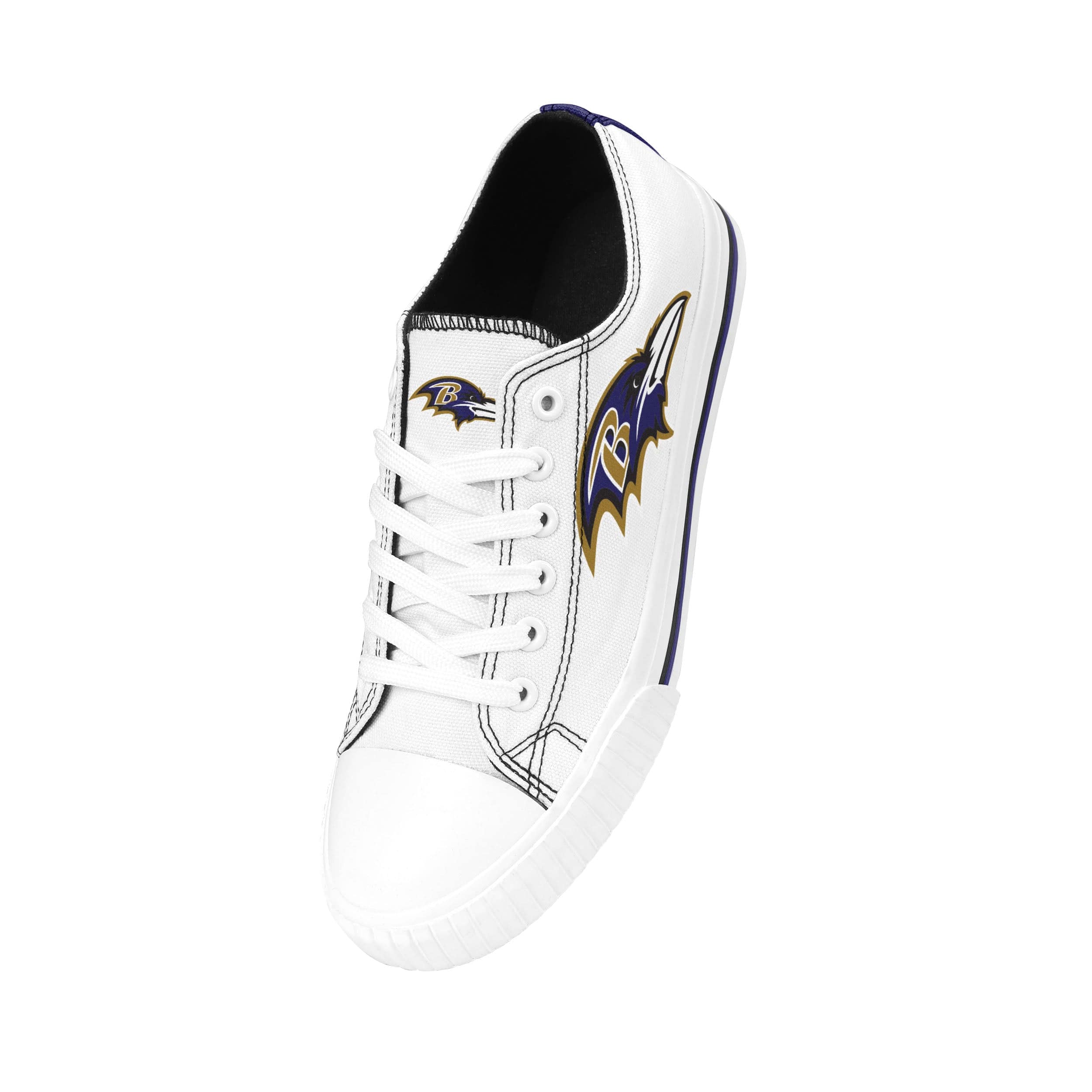 Baltimore Ravens NFL Womens Big Logo Low Top White Canvas Shoes - Image 2