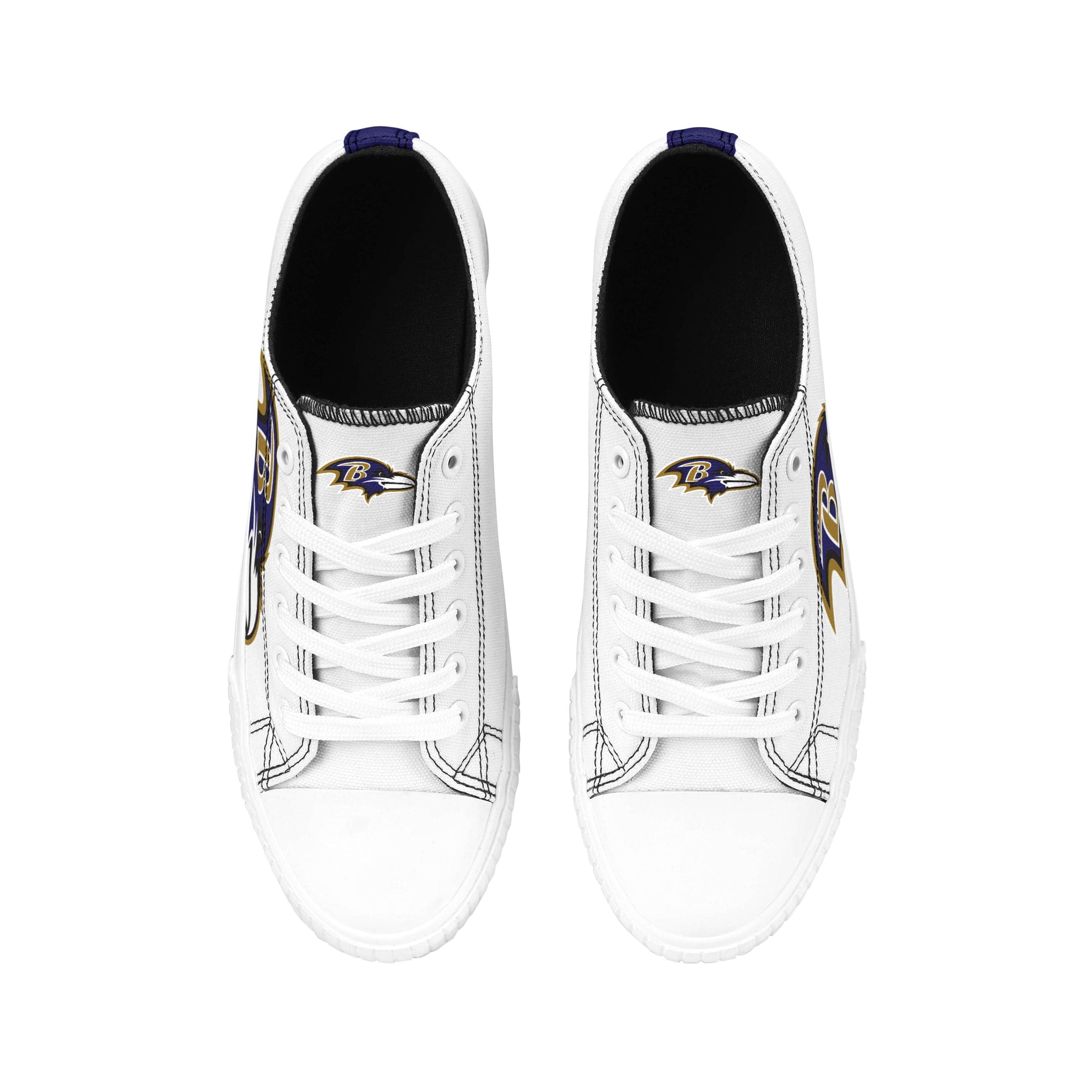 Baltimore Ravens NFL Womens Big Logo Low Top White Canvas Shoes - Image 4