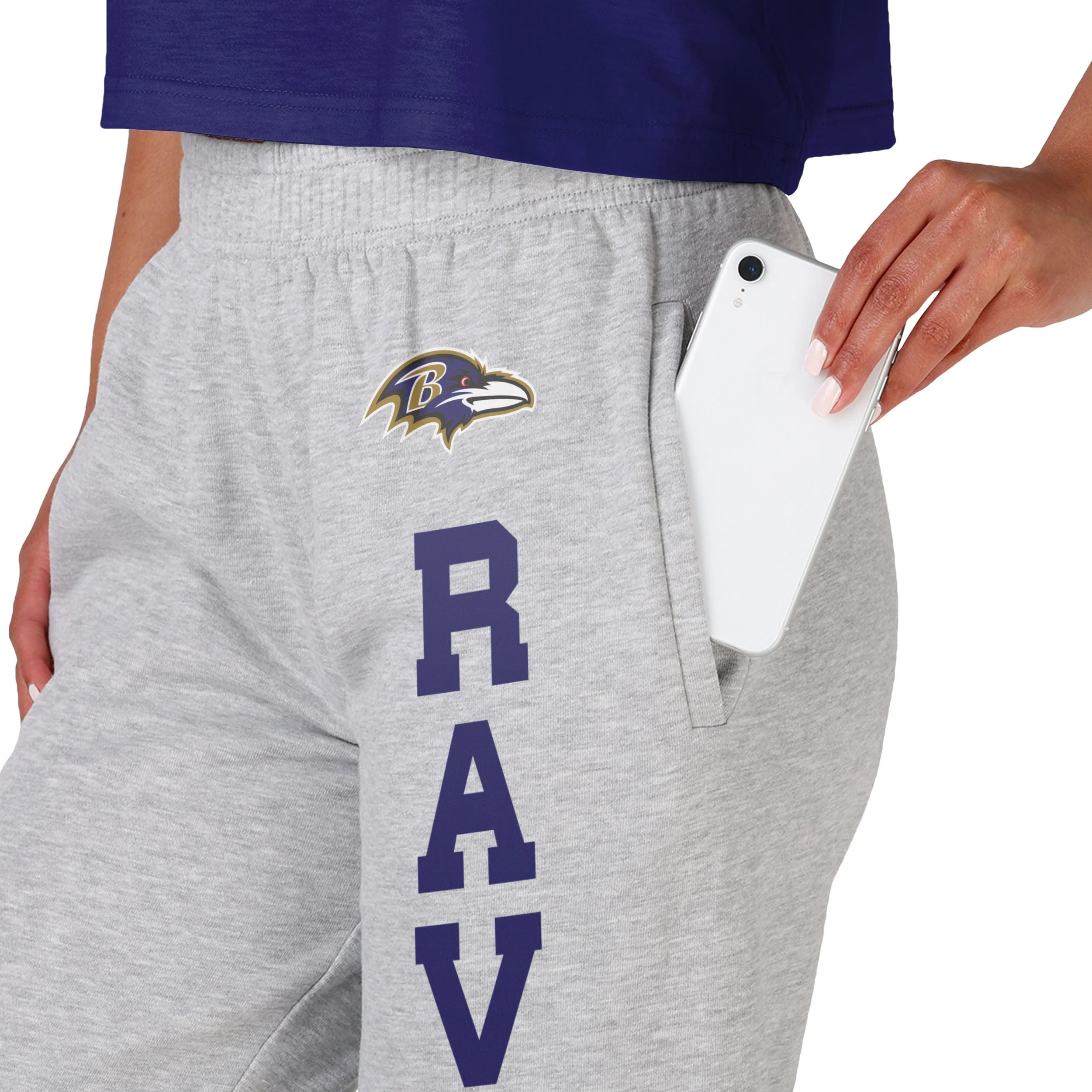 Baltimore Ravens NFL Womens Big Wordmark Gray Sweatpants - Image 3