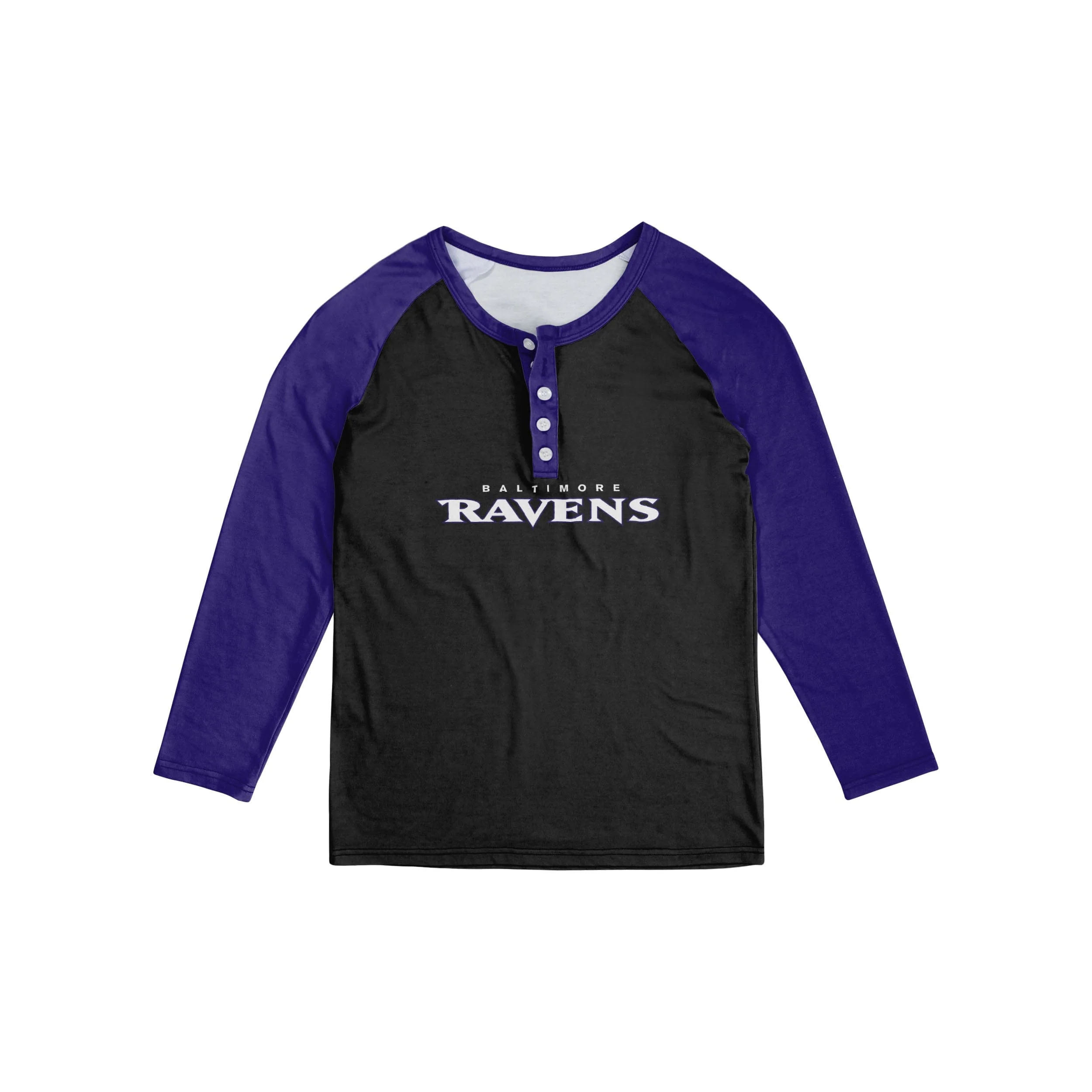 Baltimore Ravens NFL Womens Big Wordmark Long Sleeve Henley - Image 3