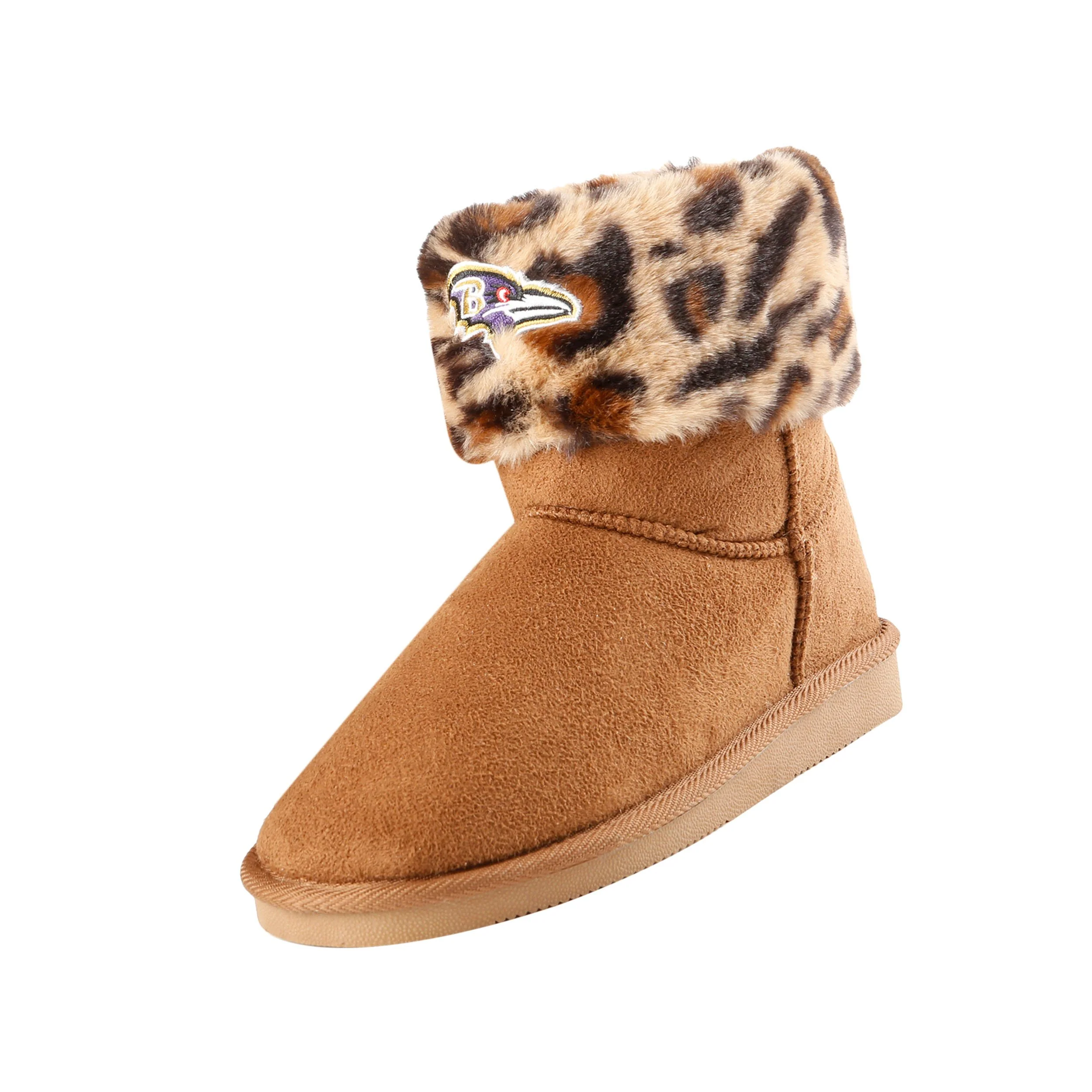 Baltimore Ravens NFL Womens Cheetah Fur Boots - Image 2