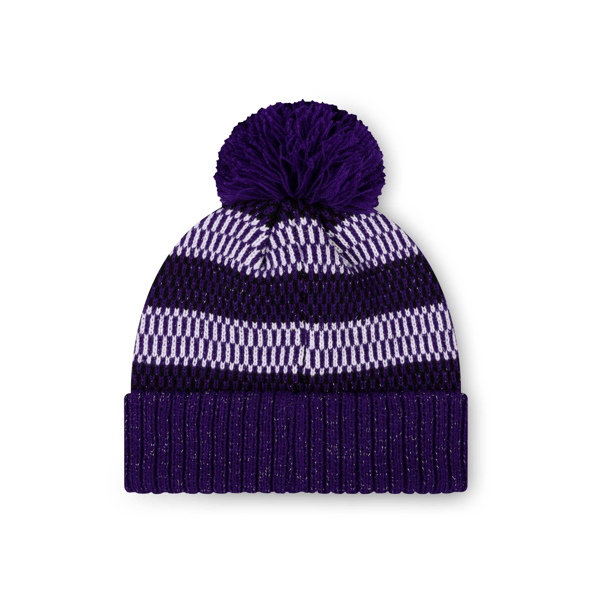 Baltimore Ravens NFL Womens Cozy Knit Metallic Thread Pom Beanie - Image 2