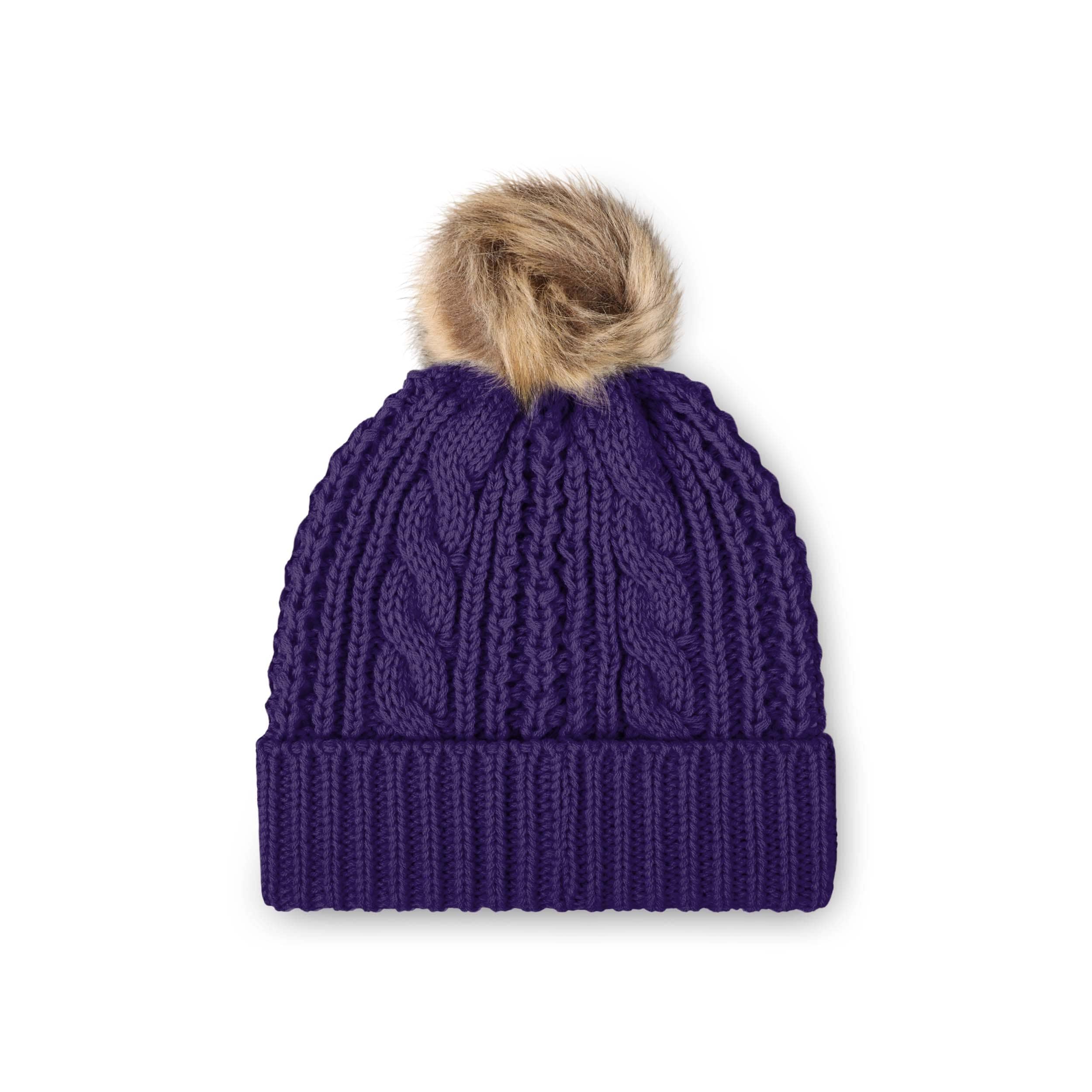 Baltimore Ravens NFL Womens Faux Fur Pom Beanie - Image 2