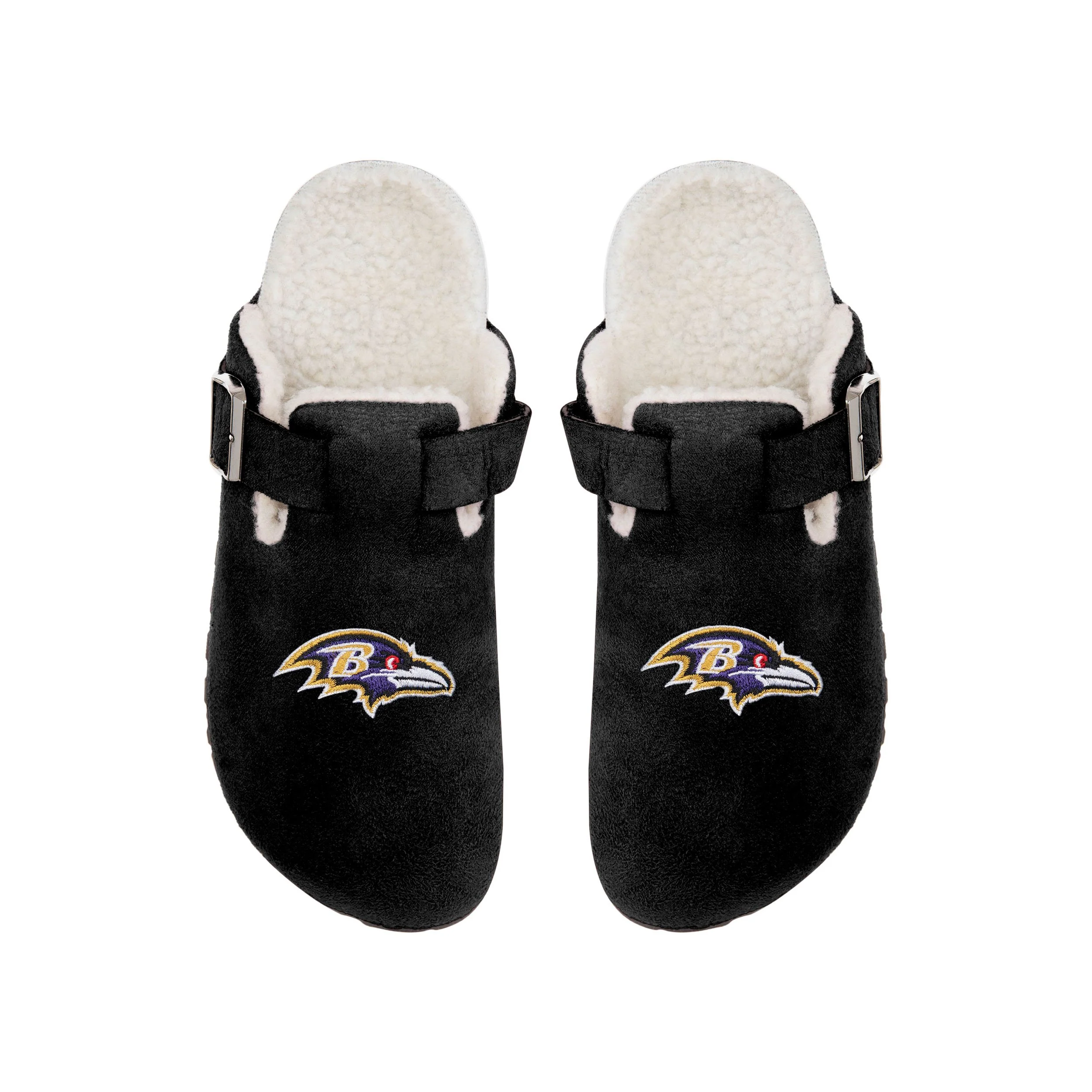 Baltimore Ravens NFL Womens Fur Buckle Clog Slippers - Image 2