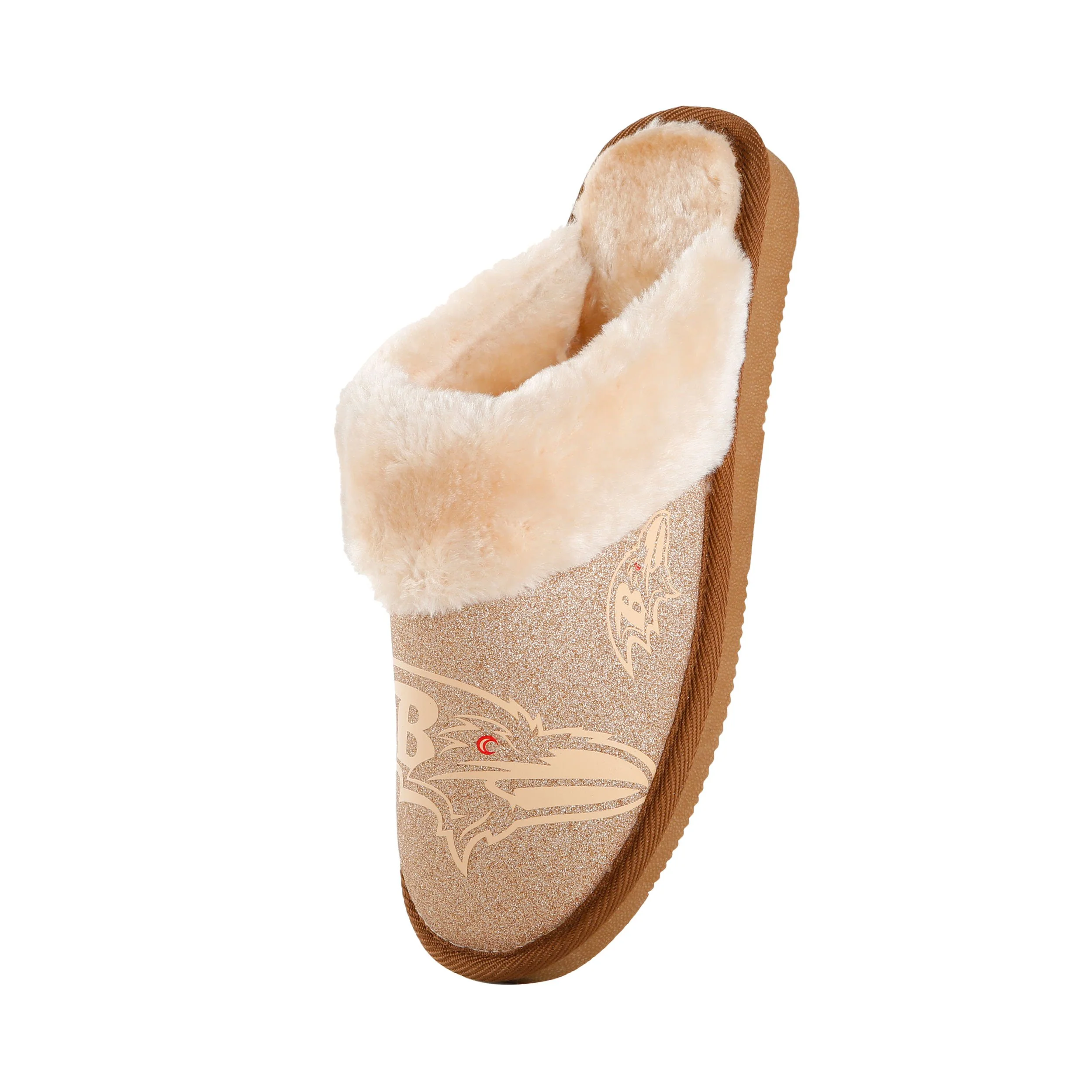Baltimore Ravens NFL Womens Glitter Open Back Fur Moccasin Slippers - Image 3