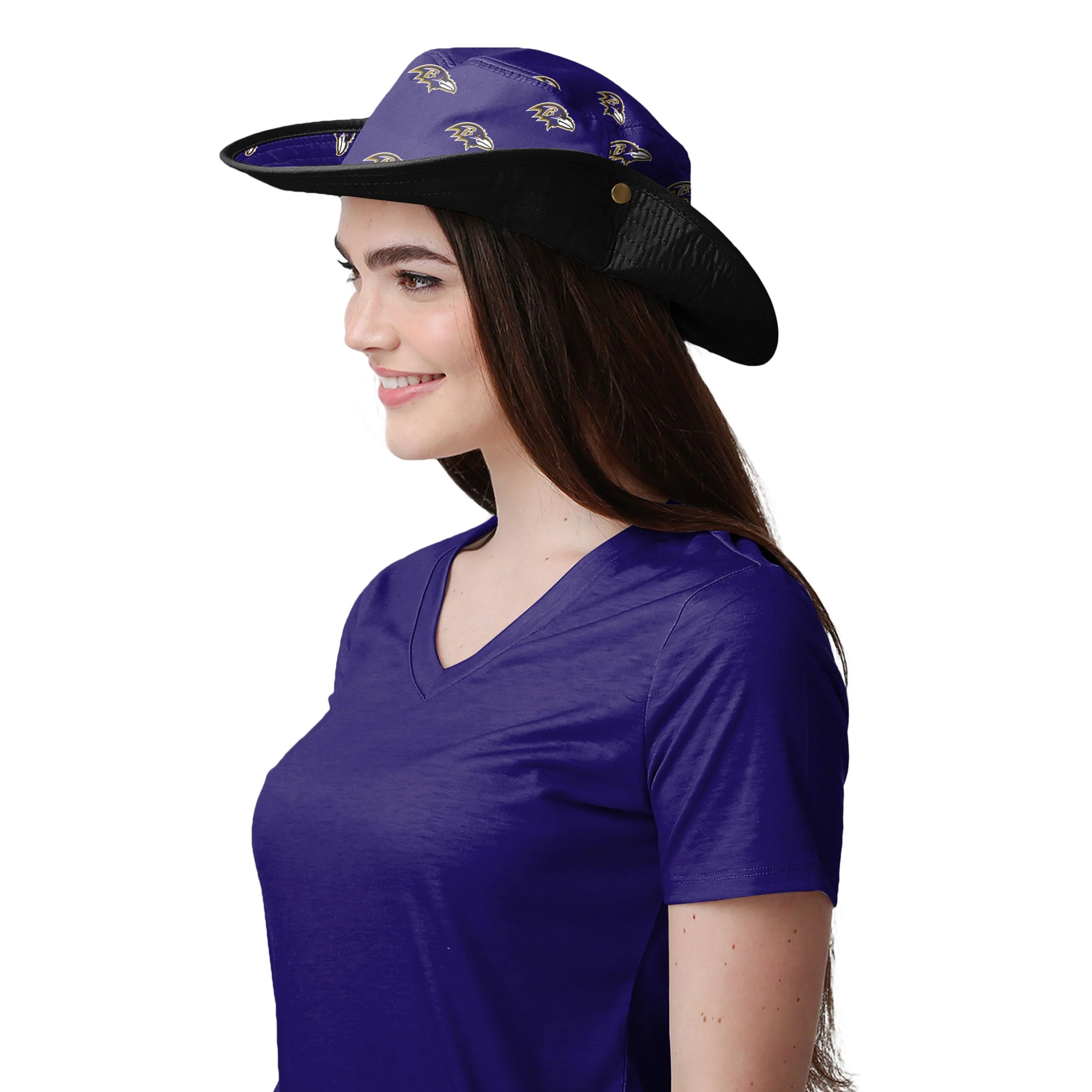 Baltimore Ravens NFL Womens Mini Print Hybrid Boonie Hat - Image 4