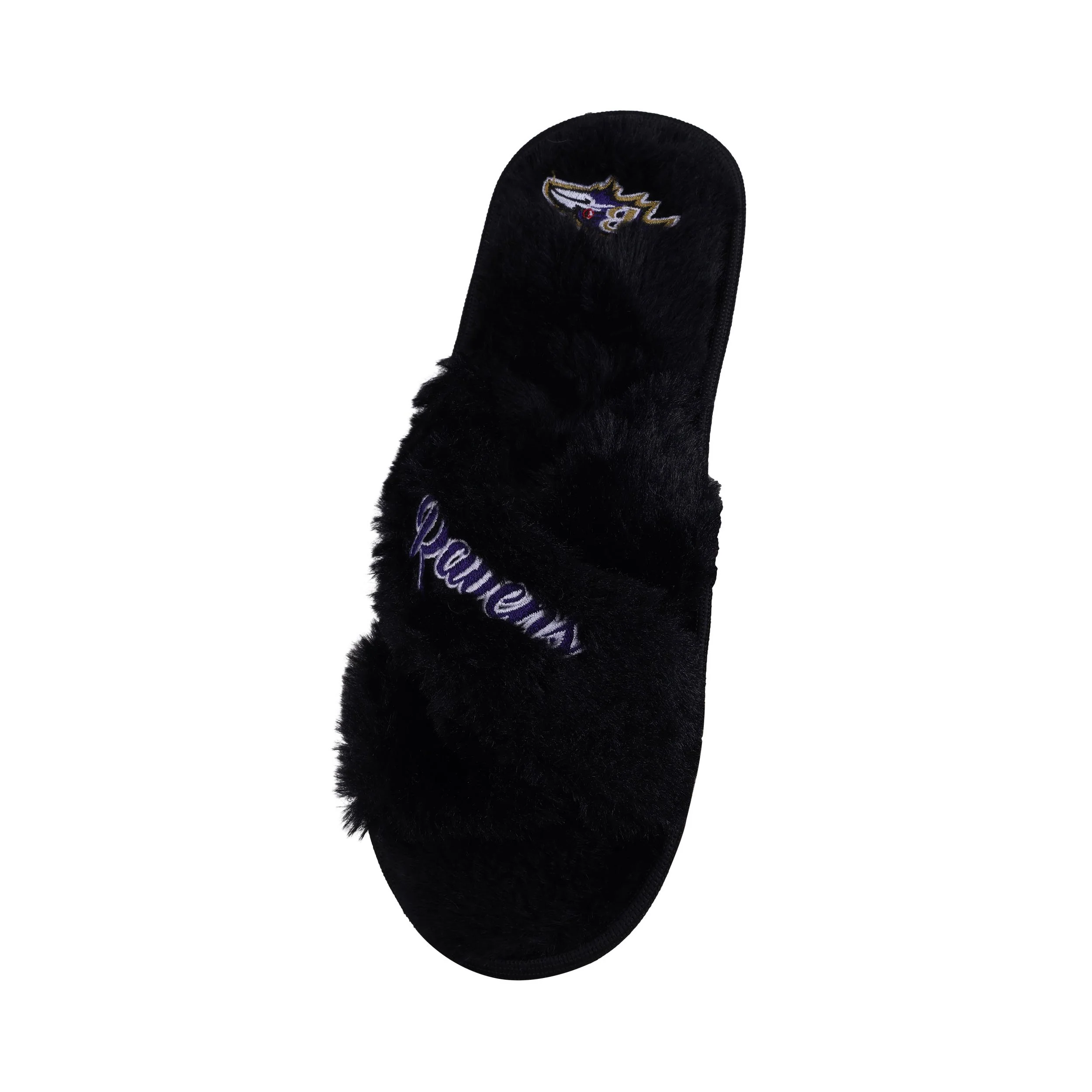 Baltimore Ravens NFL Womens Script Wordmark Fur Cross Slide - Image 3