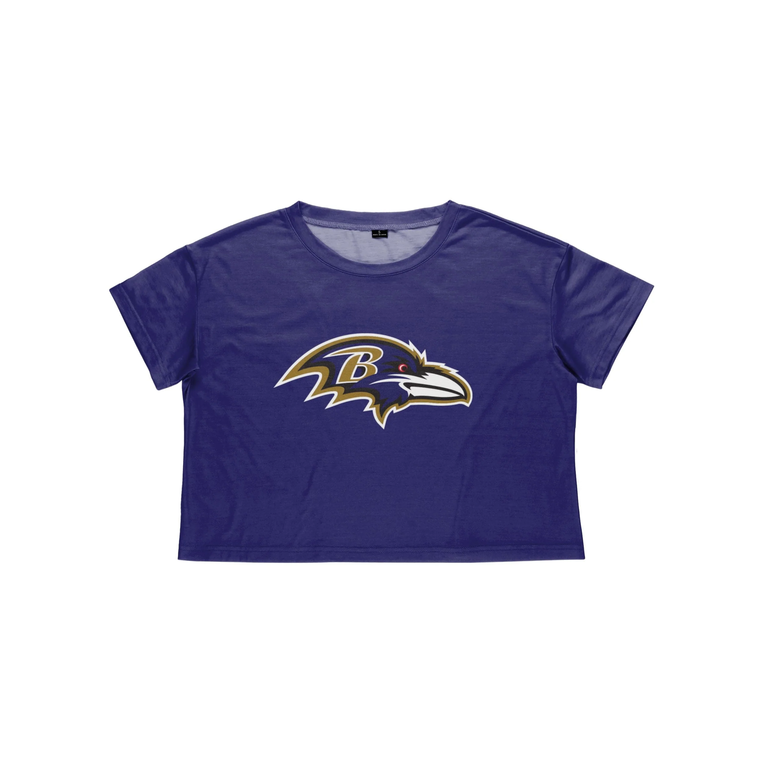 Baltimore Ravens NFL Womens Solid Big Logo Crop Top - Image 3