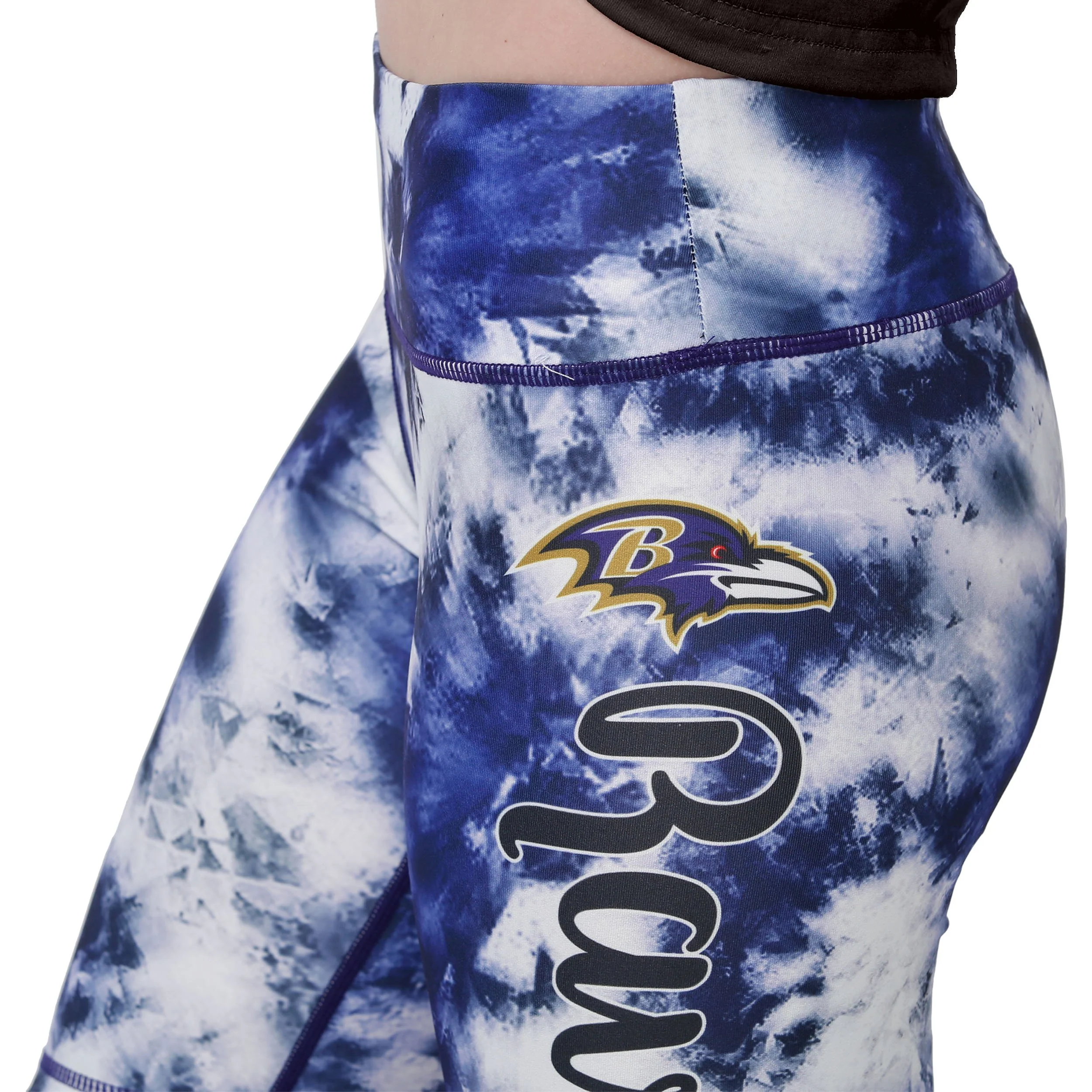 Baltimore Ravens NFL Womens Team Color Tie-Dye Bike Shorts - Image 3