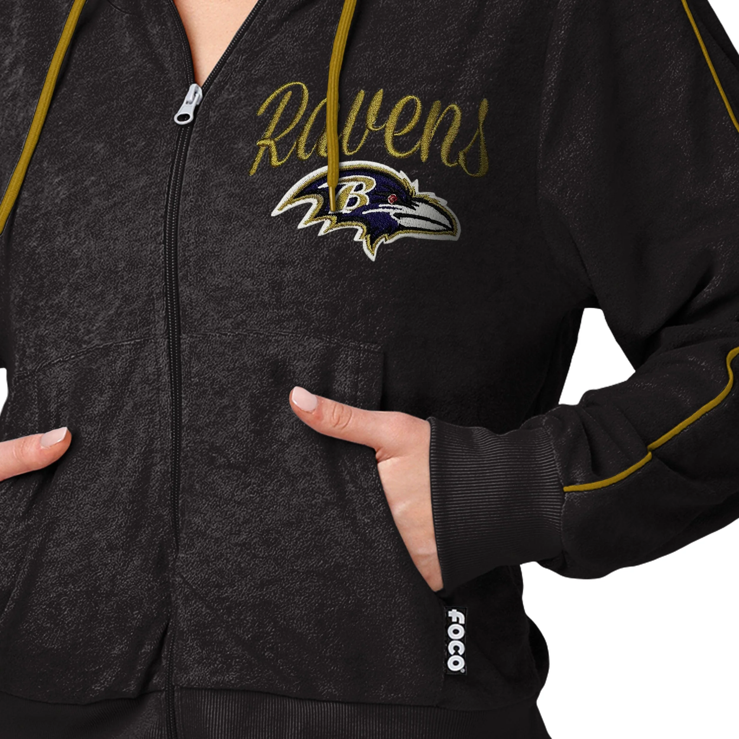 Baltimore Ravens NFL Womens Terry Knit Zip Up Top - Image 4