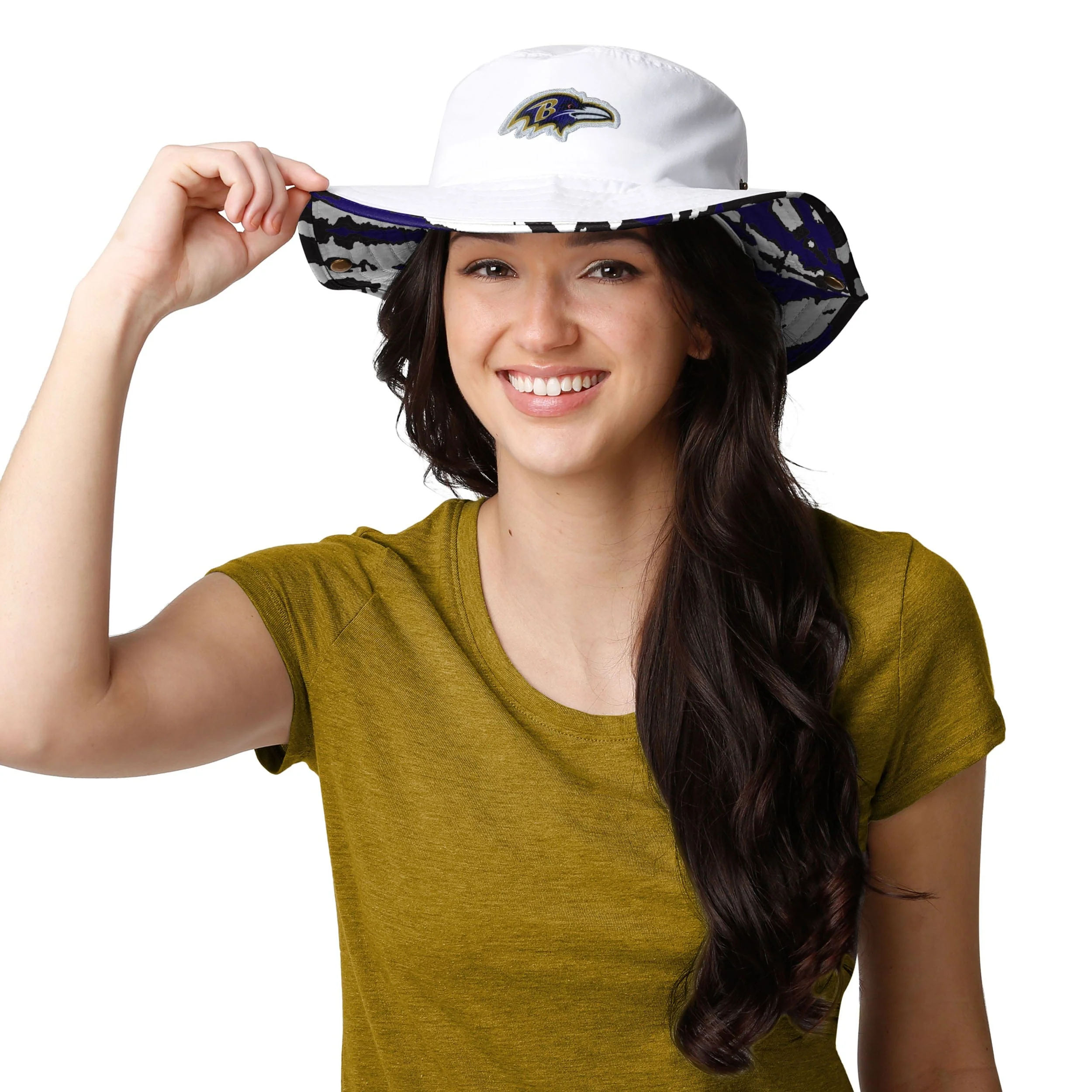 Baltimore Ravens NFL Womens White Hybrid Boonie Hat - Image 2