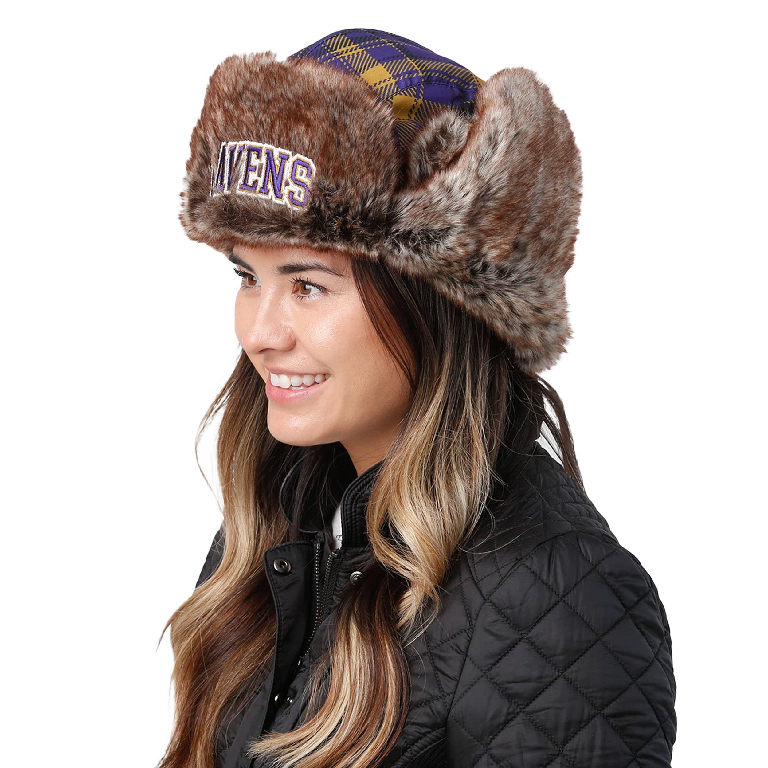 Baltimore Ravens NFL Wordmark Flannel Trapper Hat - Image 5