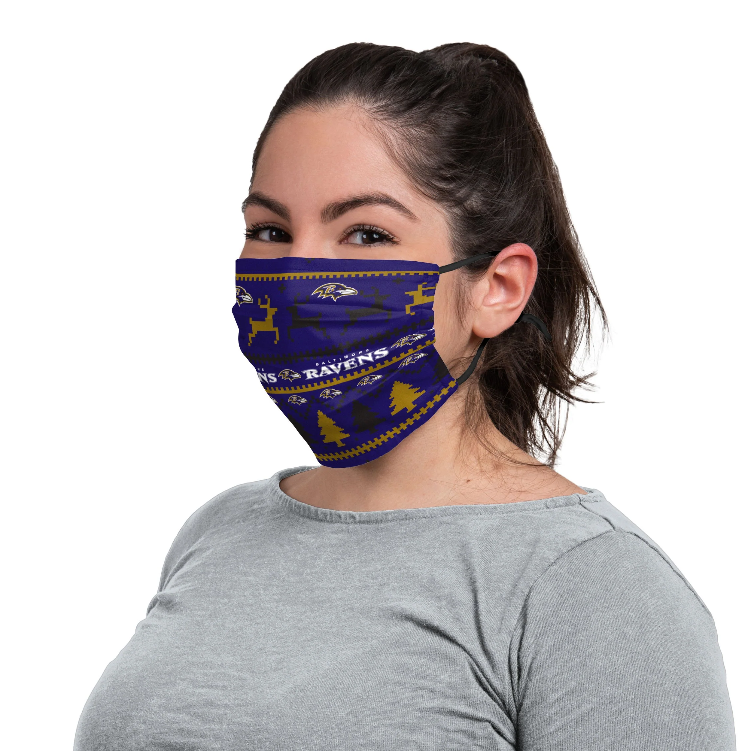 Baltimore Ravens NFL Wordmark Holiday Adjustable Face Cover - Image 3