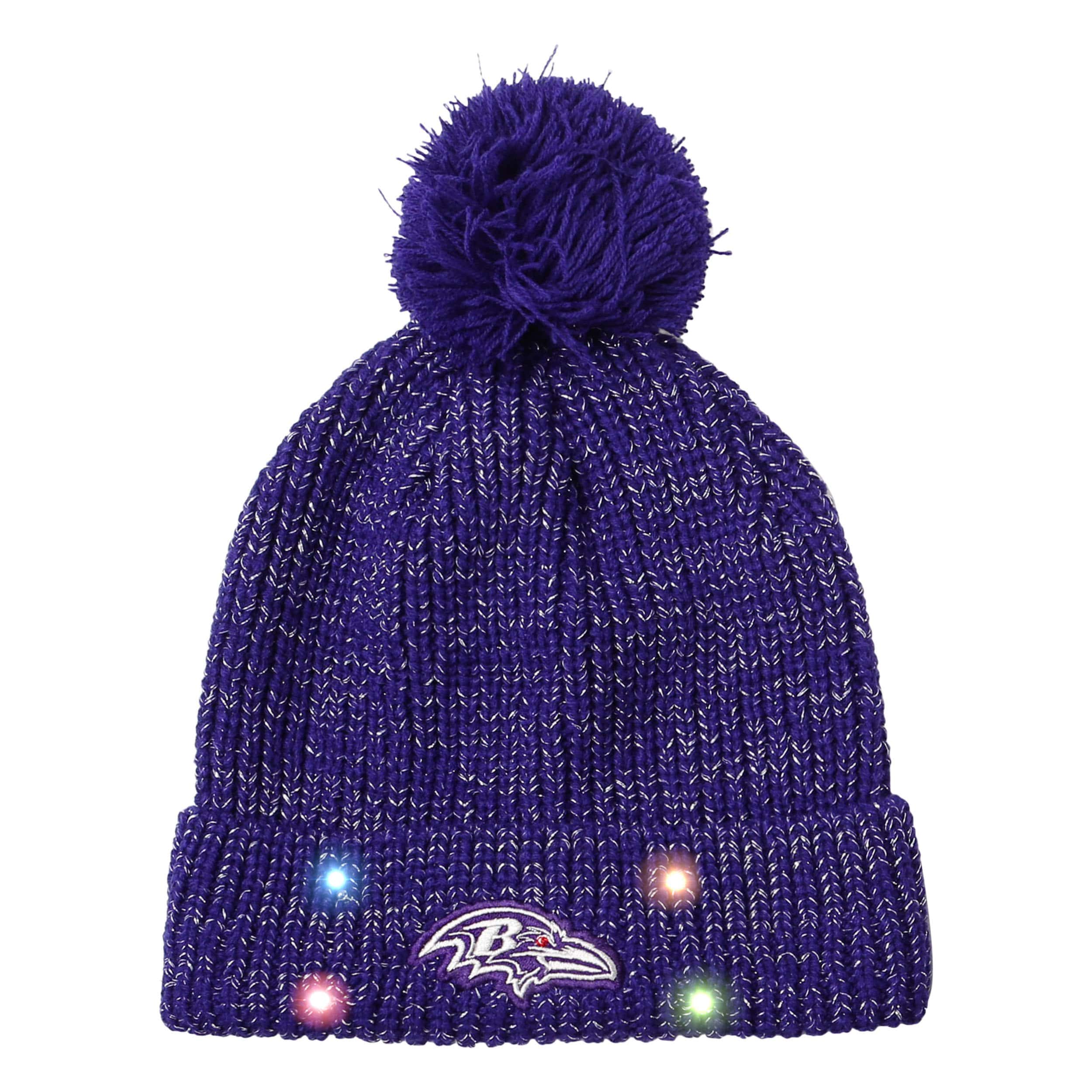 Baltimore Ravens Womens NFL Glitter Knit Light Up Beanie - Image 2