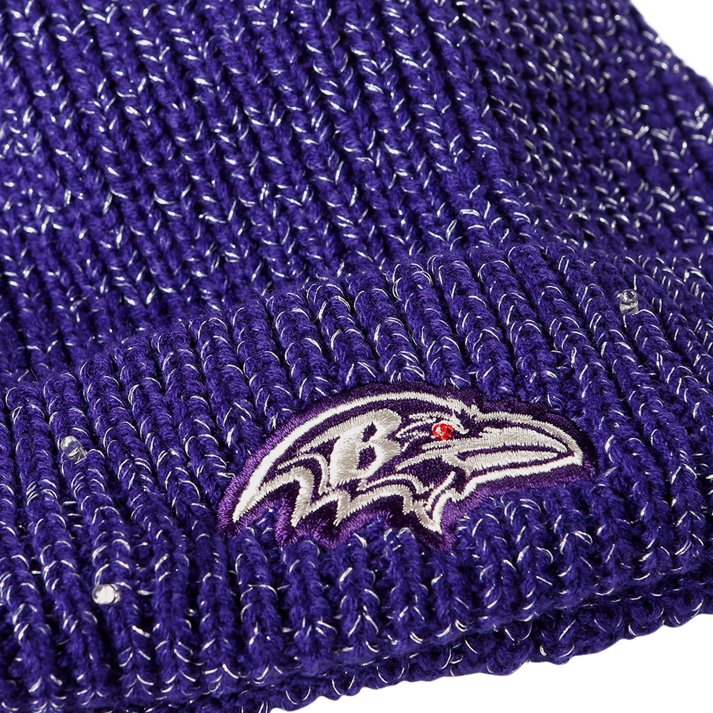 Baltimore Ravens Womens NFL Glitter Knit Light Up Beanie - Image 3
