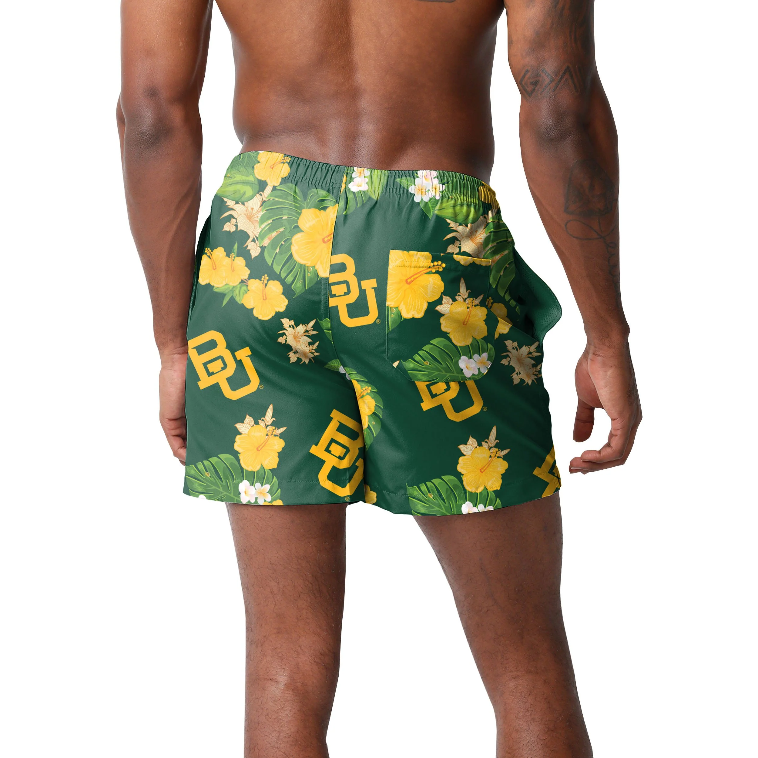 Baylor Bears NCAA Mens Floral Slim Fit 5.5" Swimming Suit Trunks - Image 3