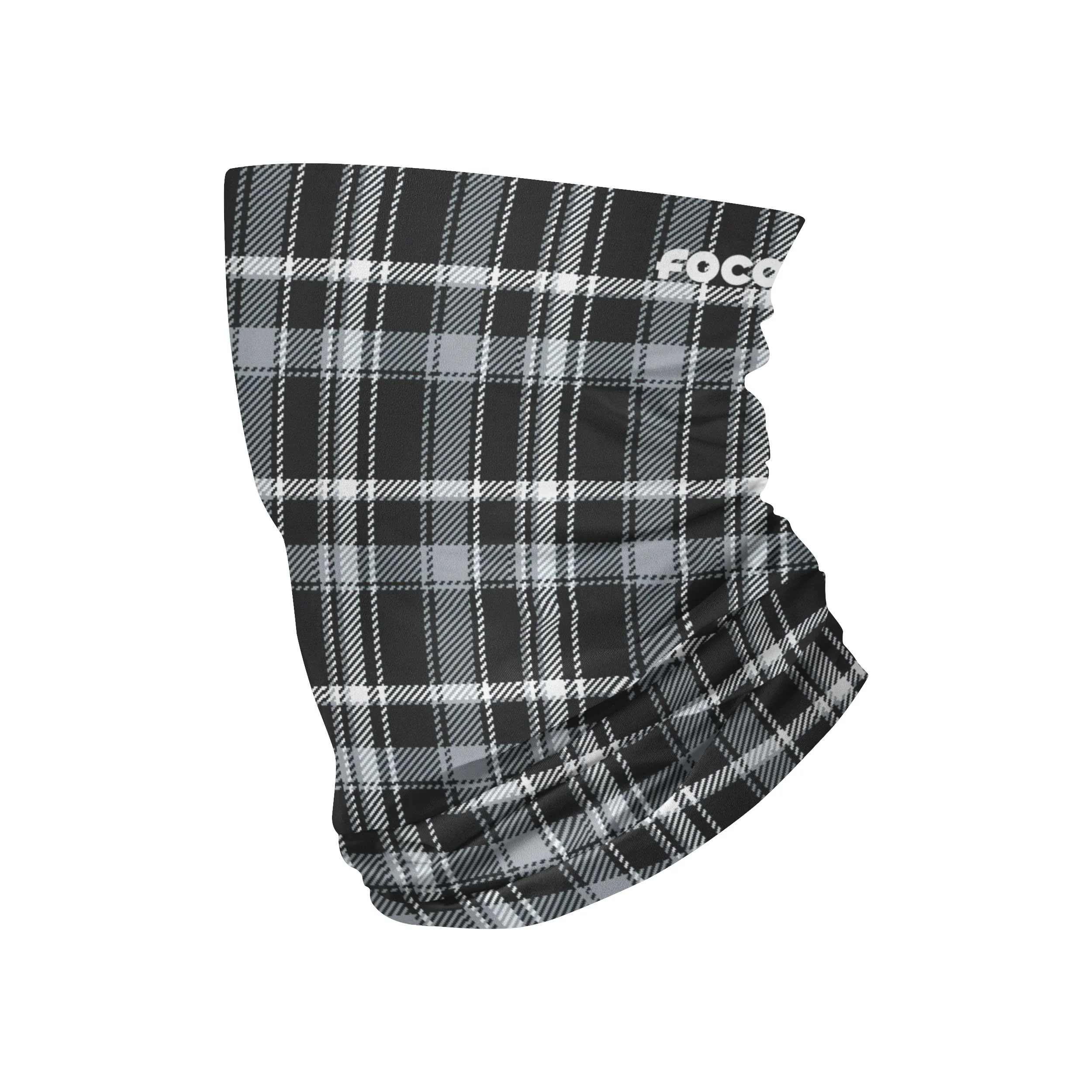 Black Plaid Brushed Polyester Gaiter Scarf