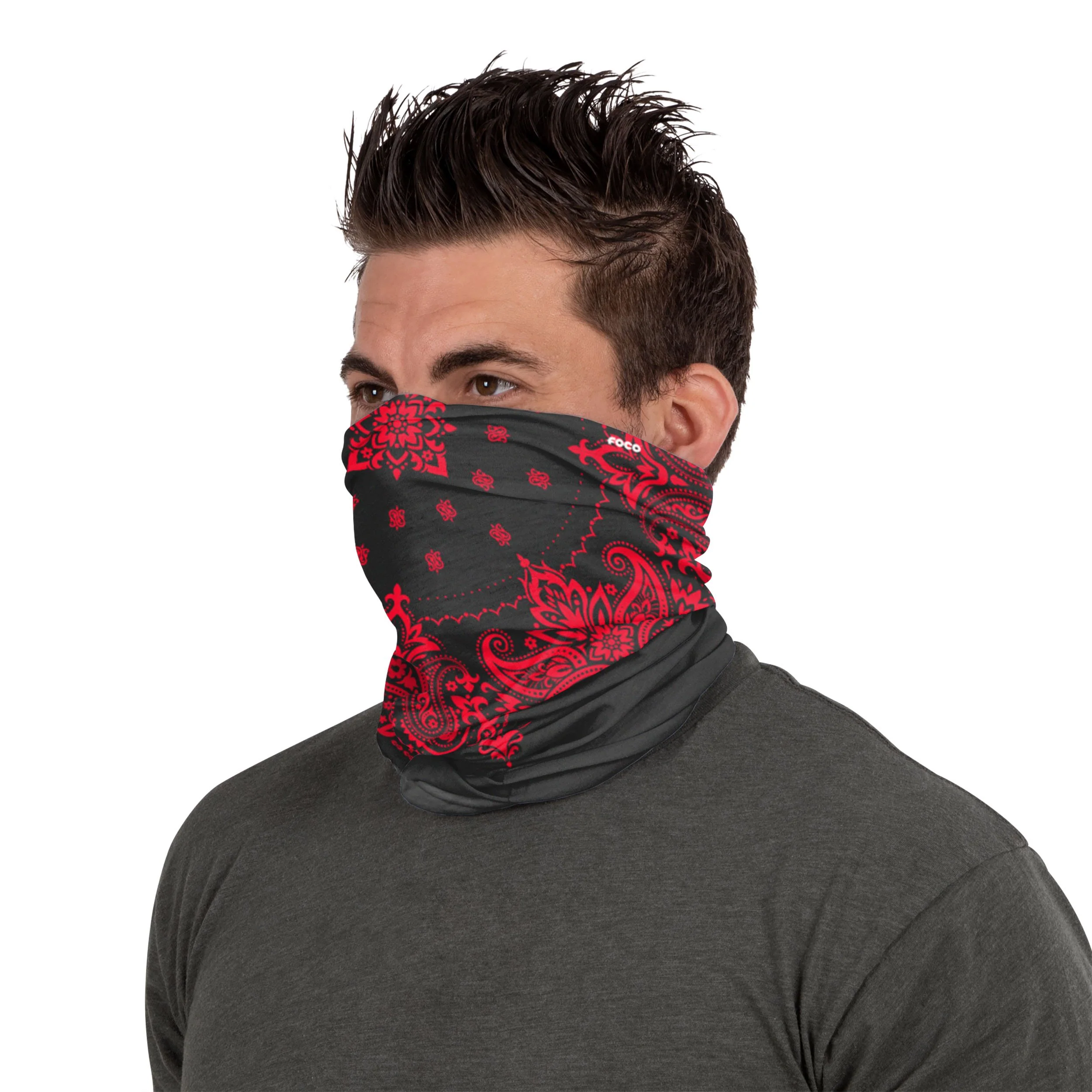 Black & Red Bandana Gaiter Scarf - Image 3