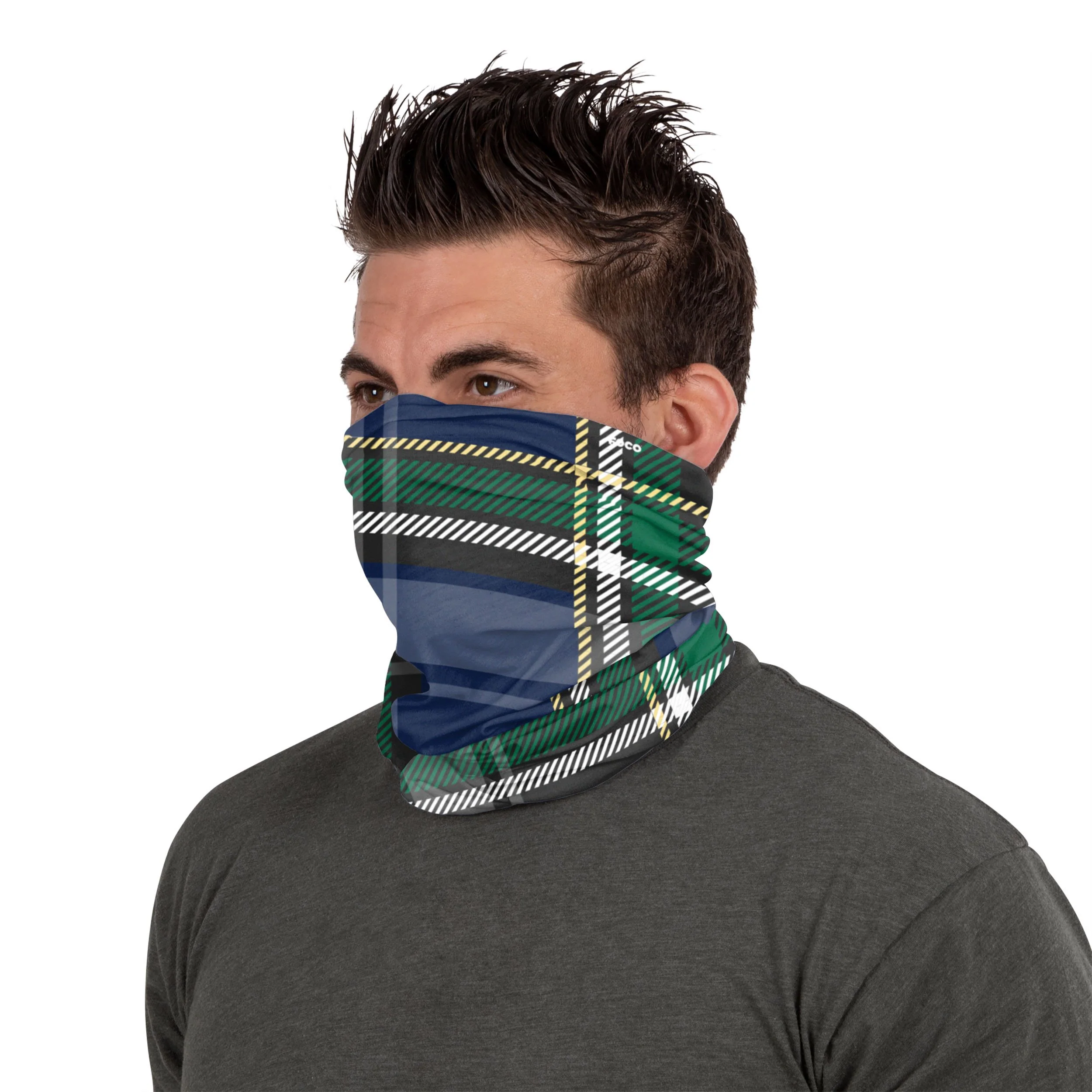 Blue Plaid Gaiter Scarf - Image 3