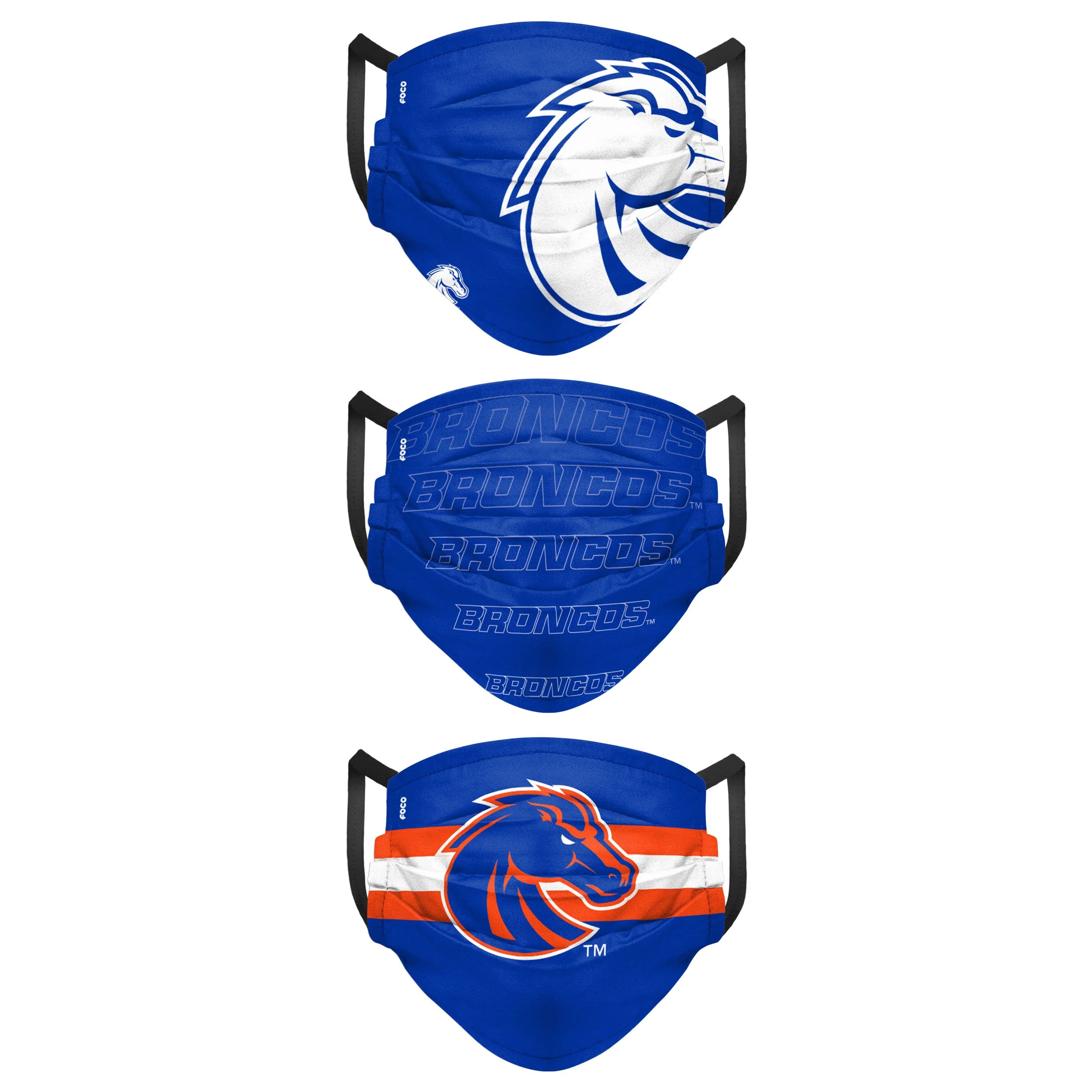 Boise State Broncos NCAA Mens Matchday 3 Pack Face Cover - Image 2