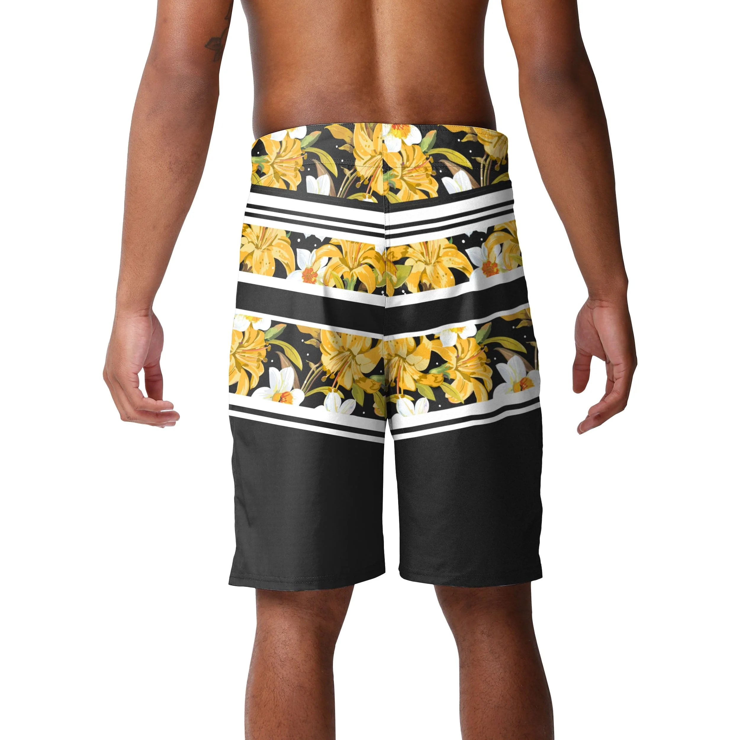 Boston Bruins Mens NHL Floral Stripe Boardshorts - Image 3