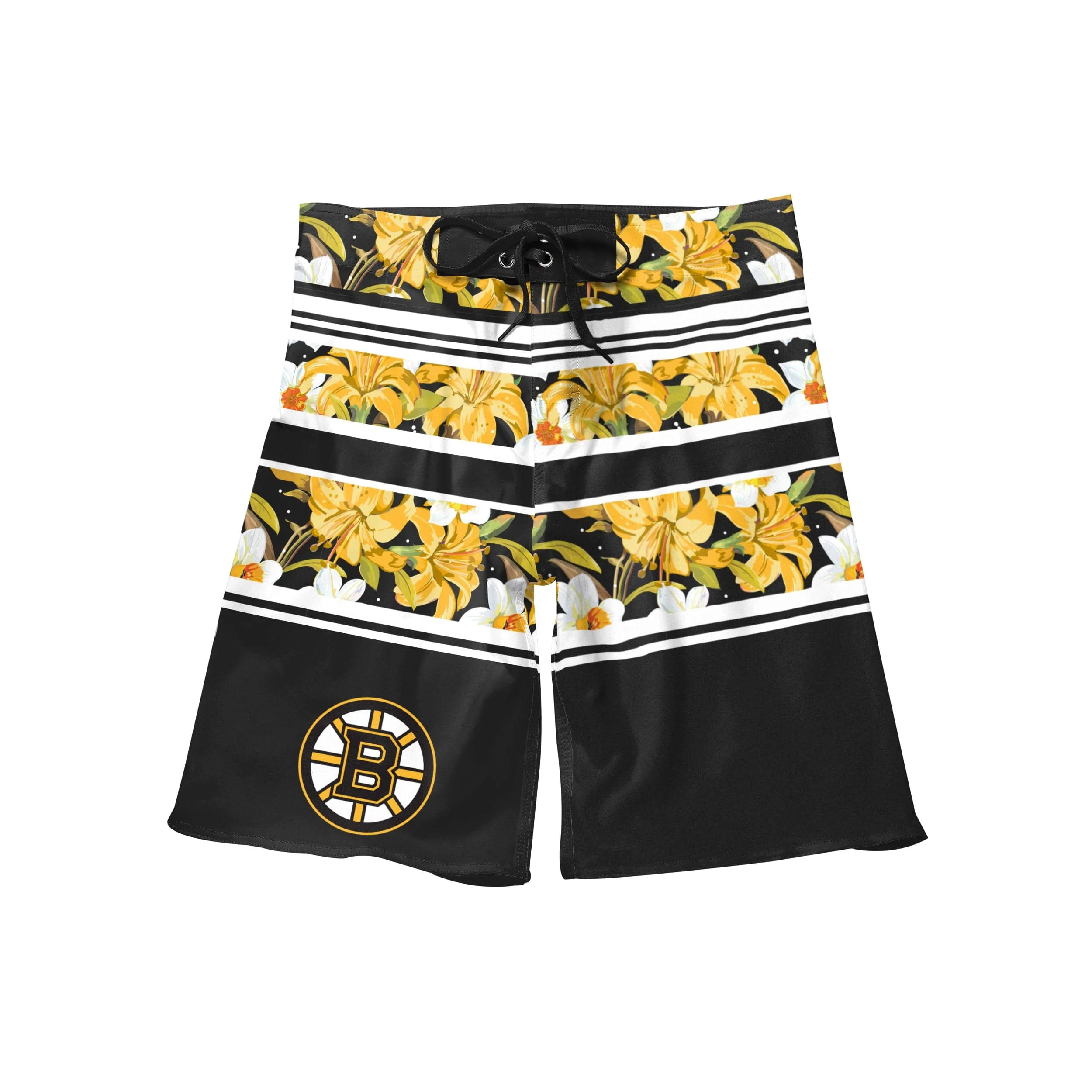 Boston Bruins Mens NHL Floral Stripe Boardshorts - Image 5