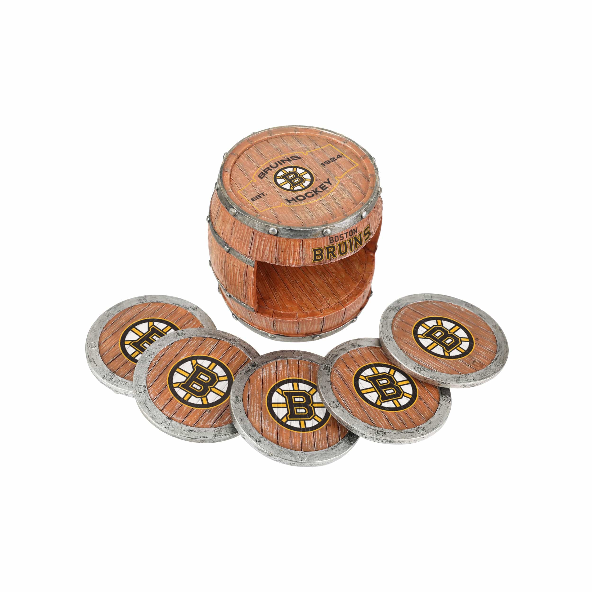 Boston Bruins NHL 5 Pack Barrel Coaster Set - Image 3
