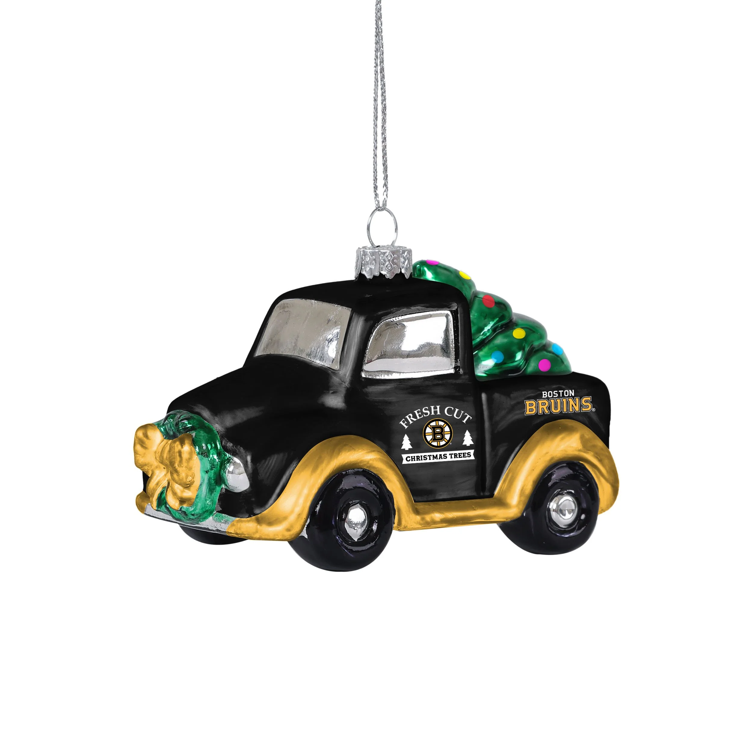 Boston Bruins NHL Blown Glass Truck Ornament - Image 2