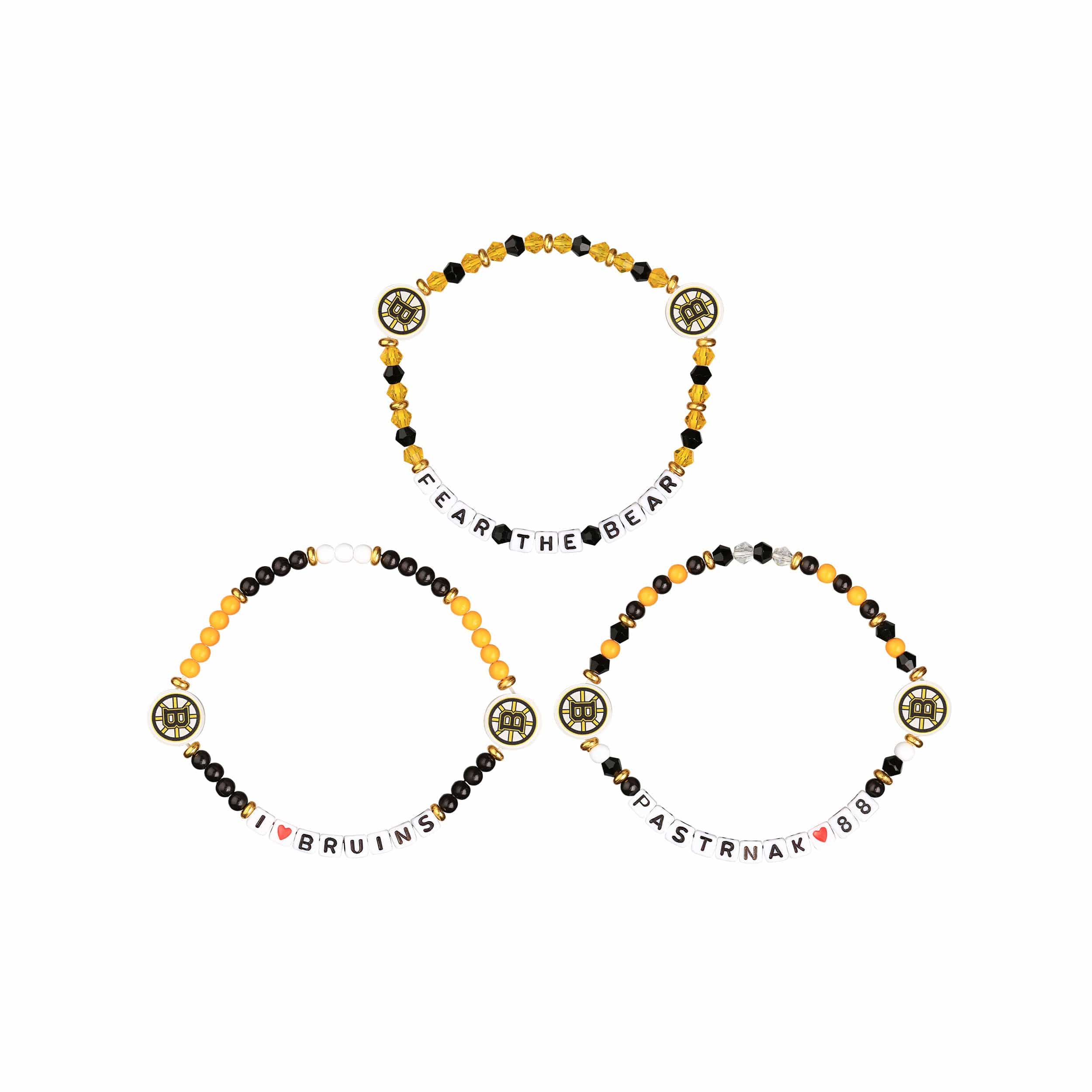 Boston Bruins NHL David Pastrnak 3 Pack Player Friendship Bracelet - Image 3