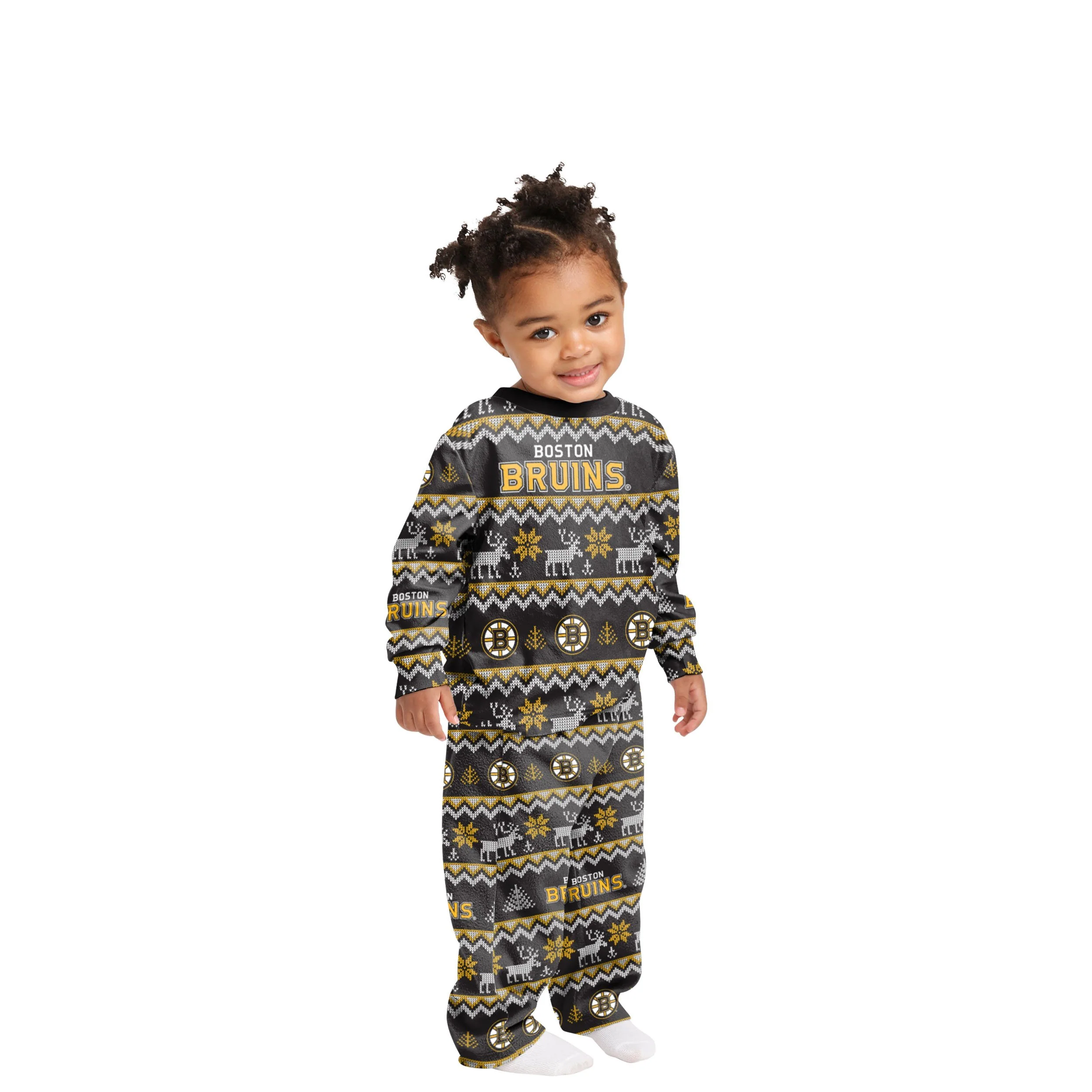 Boston Bruins NHL Ugly Pattern Family Holiday Pajamas - Image 3