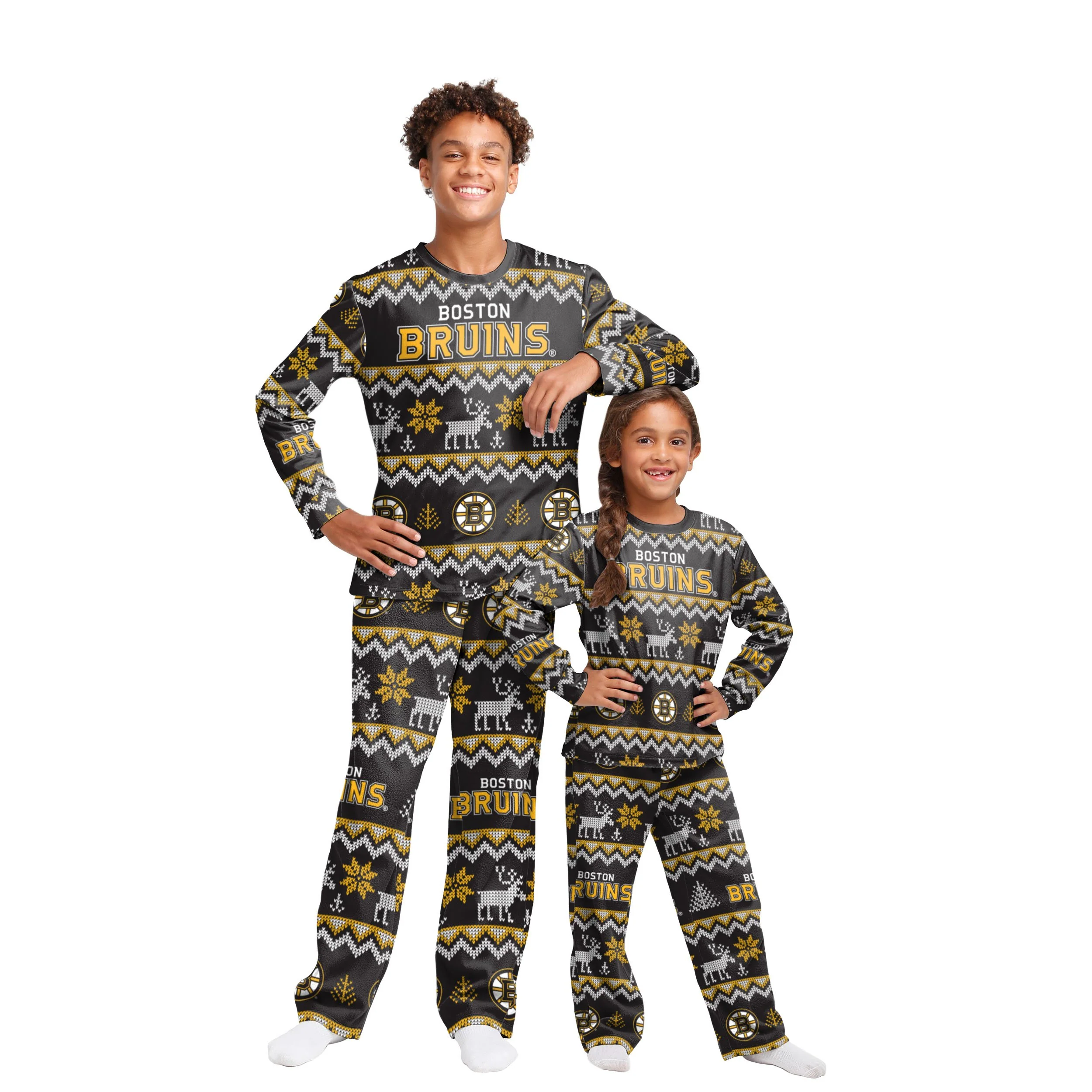 Boston Bruins NHL Ugly Pattern Family Holiday Pajamas - Image 4