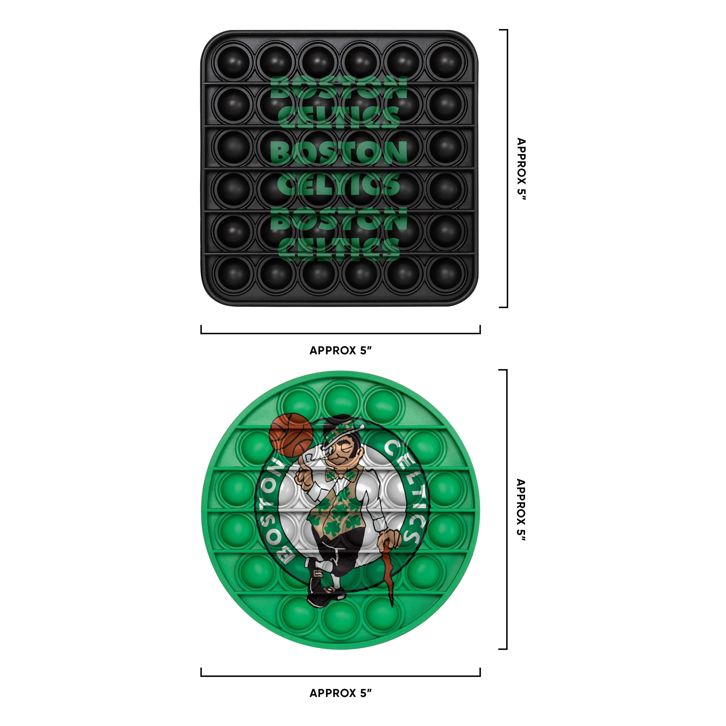 Boston Celtics NBA 2 Pack Ball & Square Push-Itz Fidget - Image 2