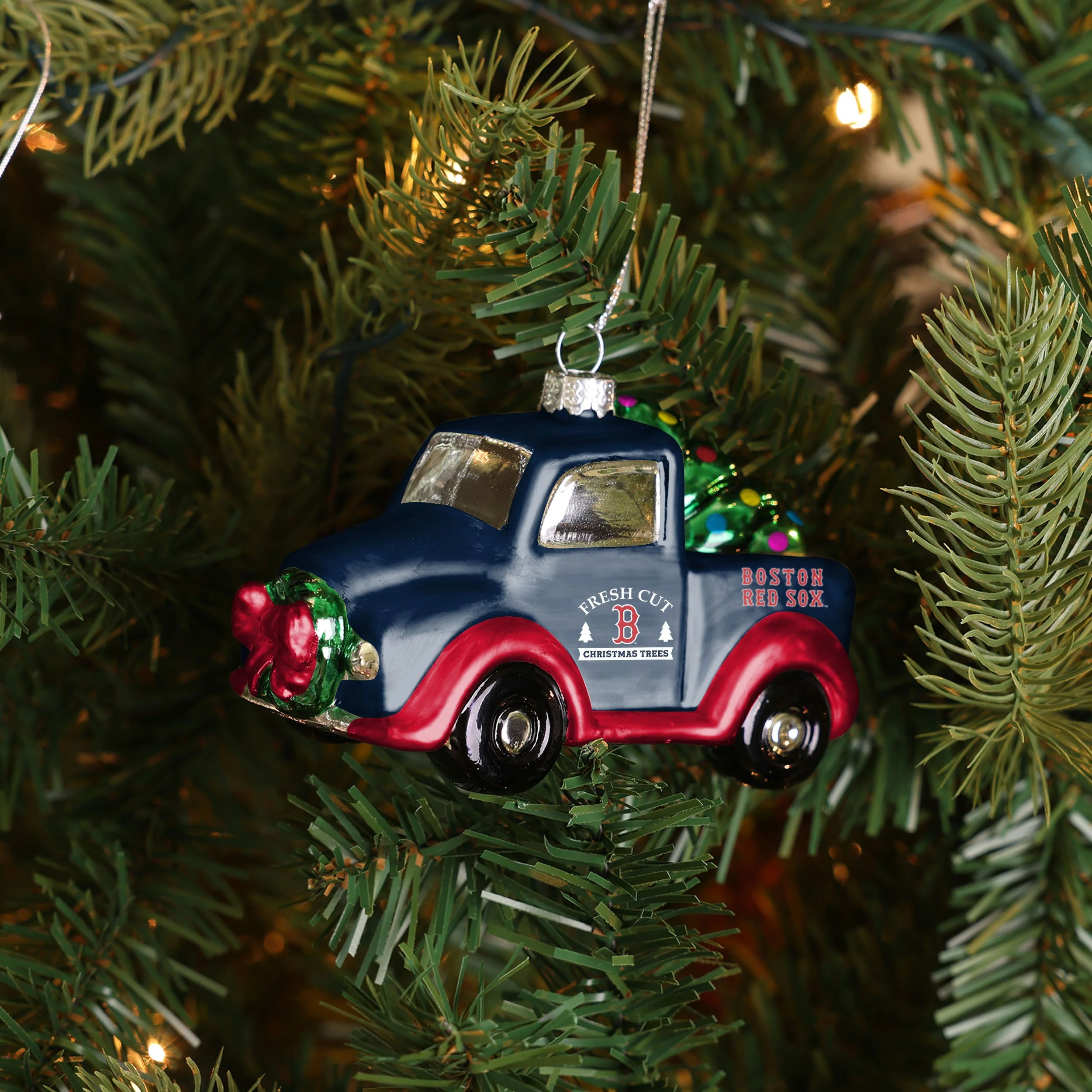 Boston Red Sox MLB Blown Glass Truck Ornament - Image 3
