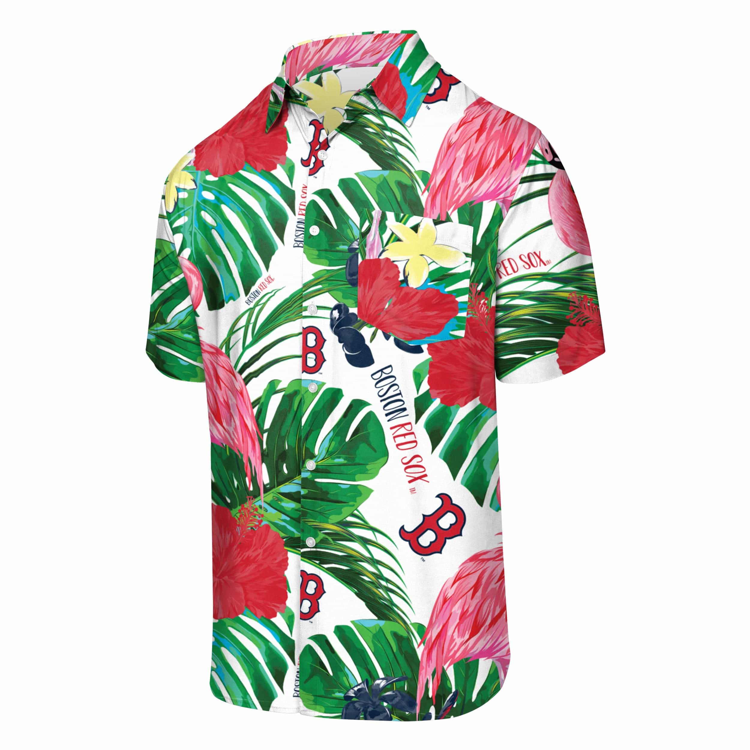Boston Red Sox MLB Mens Flamingo Button Up Shirt - Image 4
