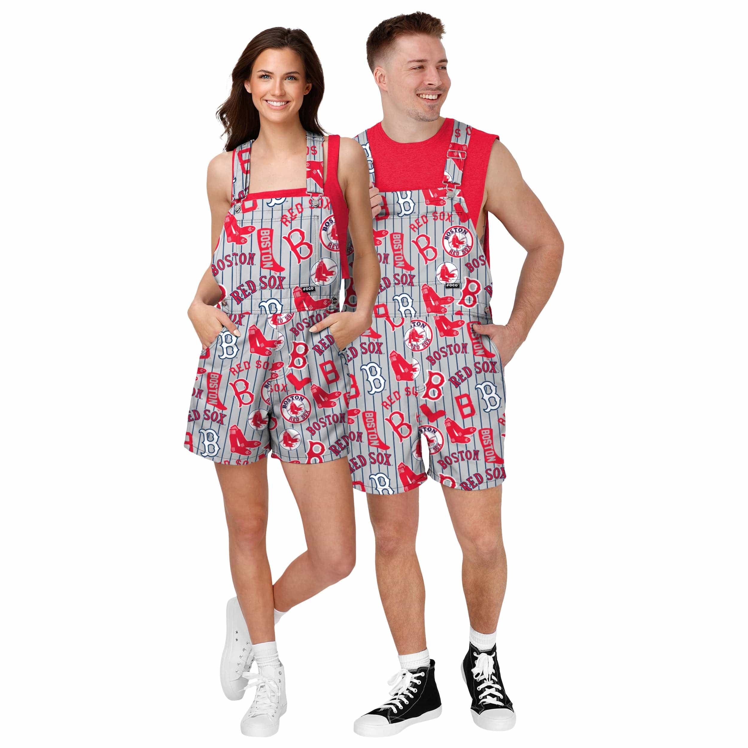Boston Red Sox MLB Mens Historic Print Bib Shortalls - Image 3