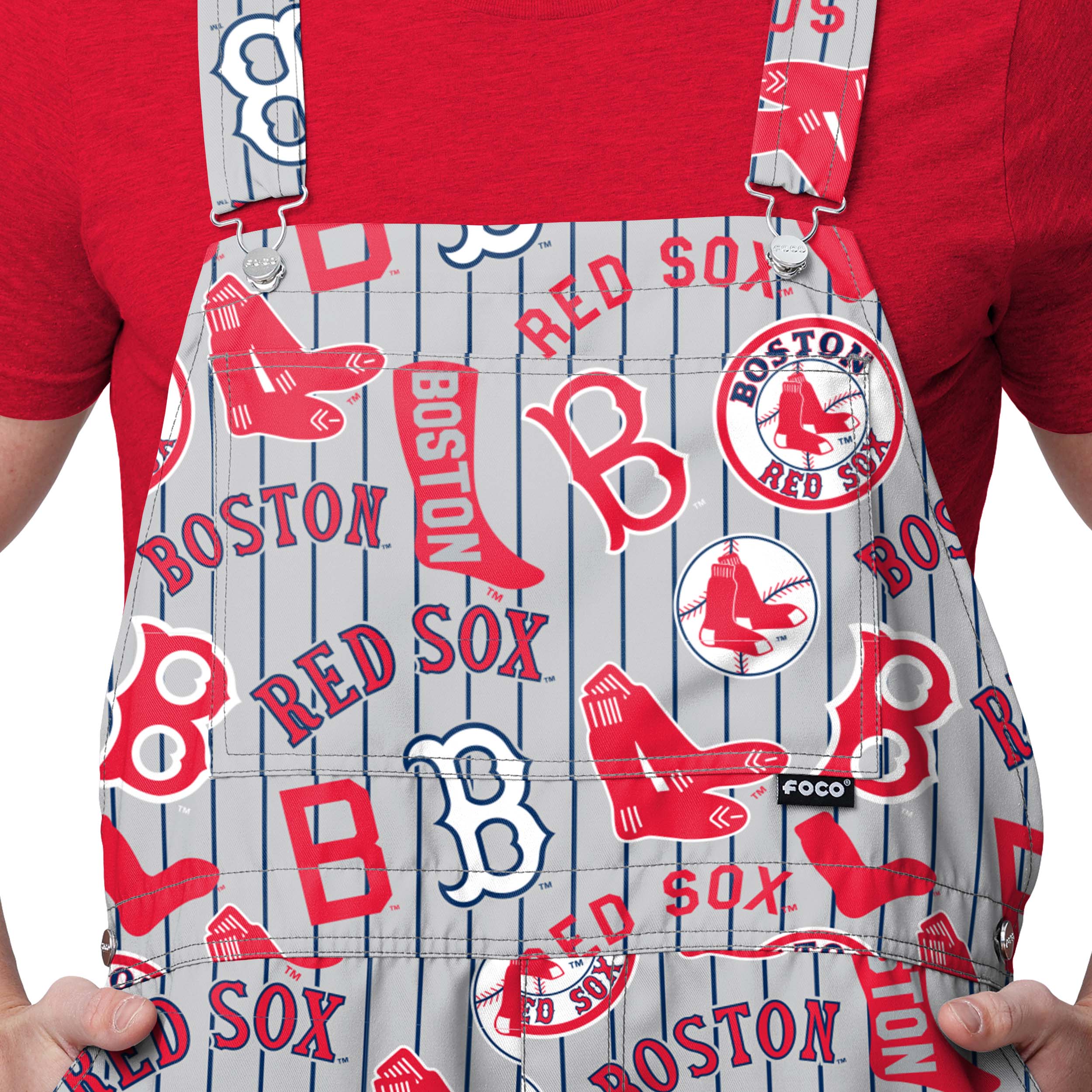 Boston Red Sox MLB Mens Historic Print Bib Shortalls - Image 4