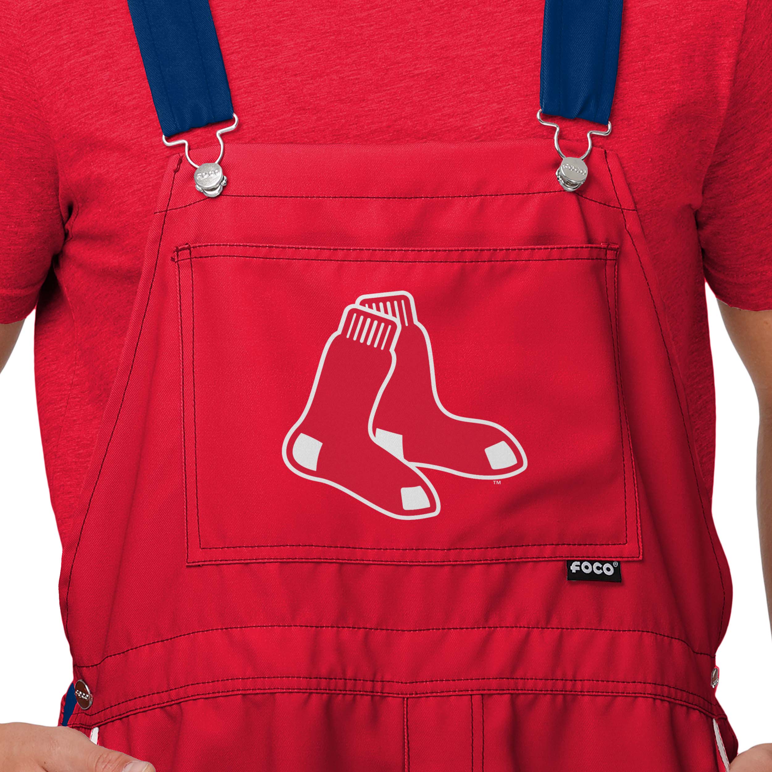 Boston Red Sox MLB Mens Team Stripe Bib Shortalls - Image 3