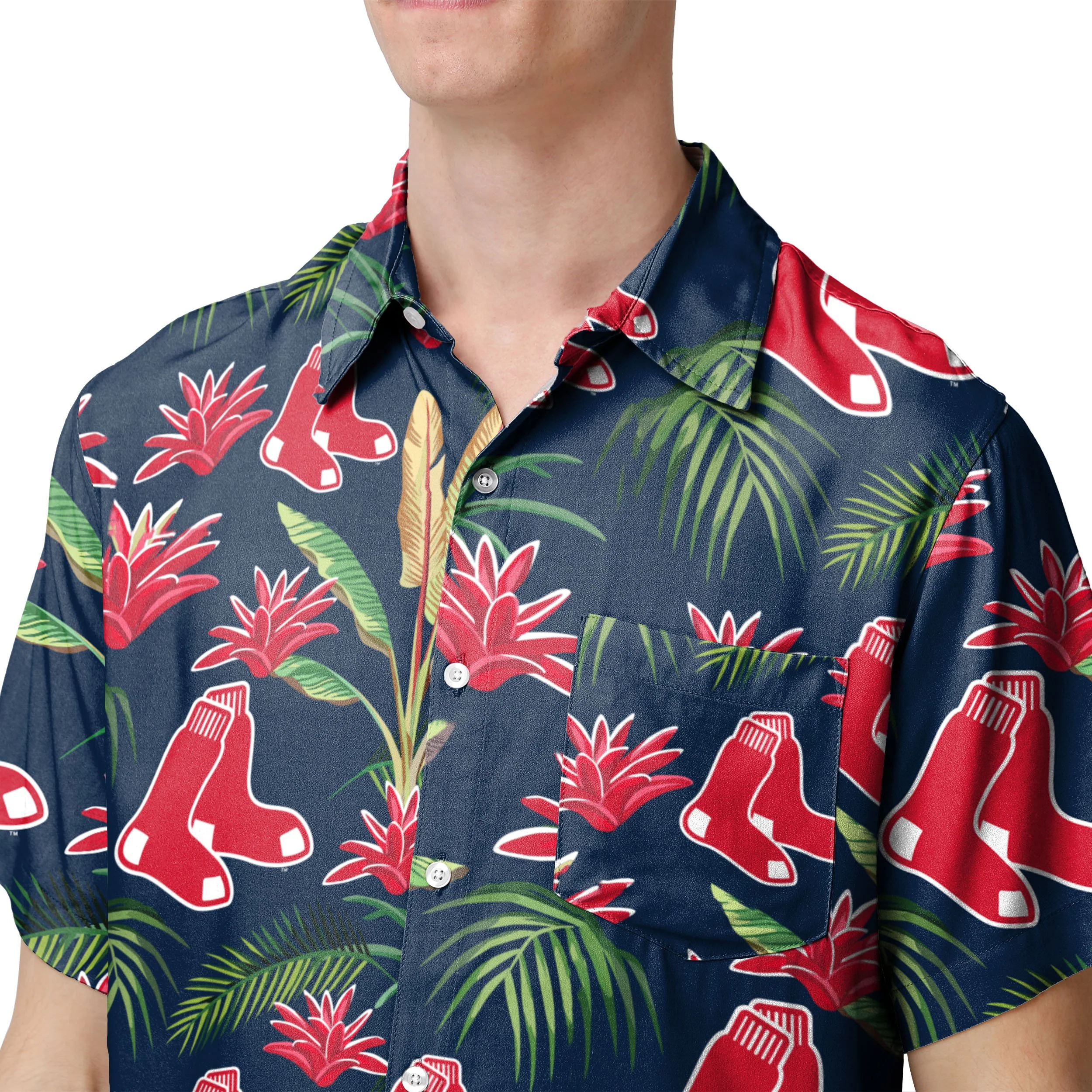 Boston Red Sox MLB Mens Victory Vacay Button Up Shirt - Image 4